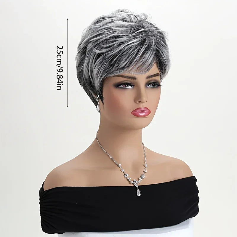 Light Gray Pixie Cut Wig - Thick Synthetic Hair with Rose Mesh Hat for Everyday Wear Scad0d557b1e24fca99ac3ddc165401dch