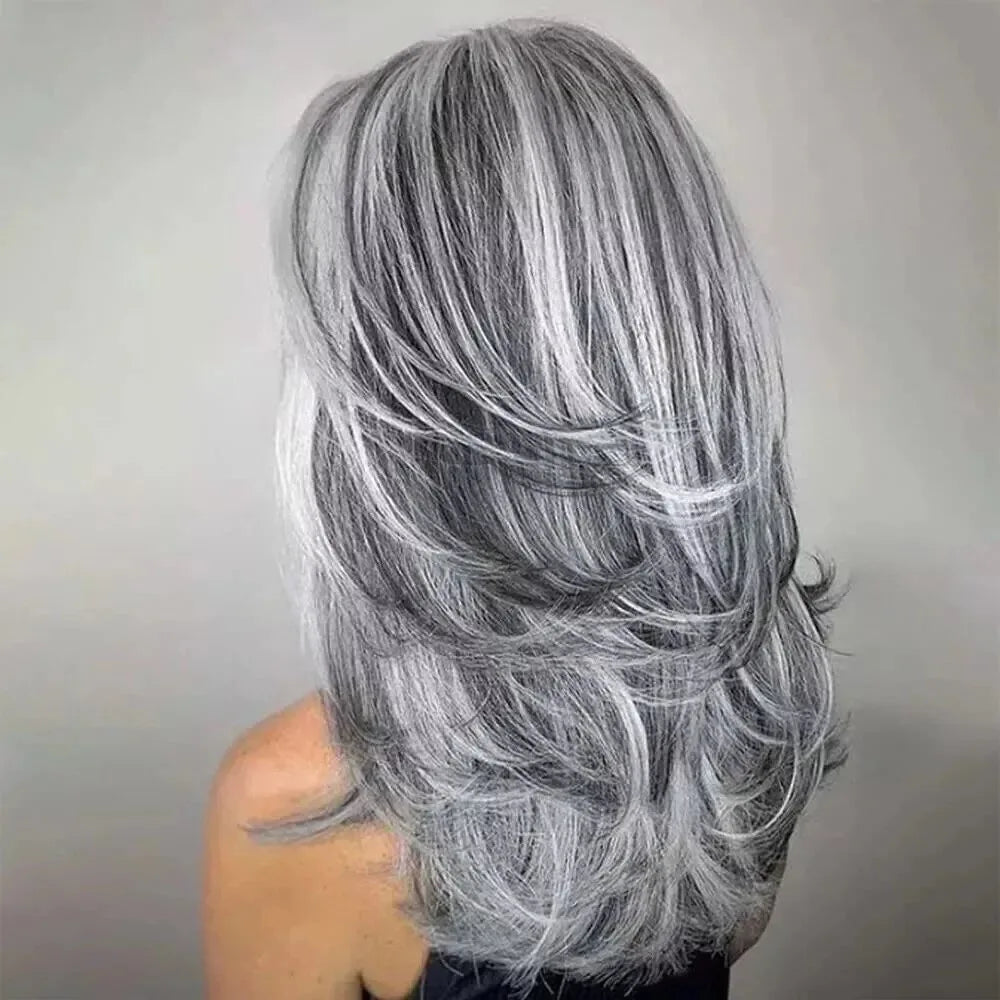 Silvery Gray Ombre Wig - Layered Short Wavy Bob with Curtain Bangs for Women Scfff8a7ba0ff4c88b3ced7267bf602c2c
