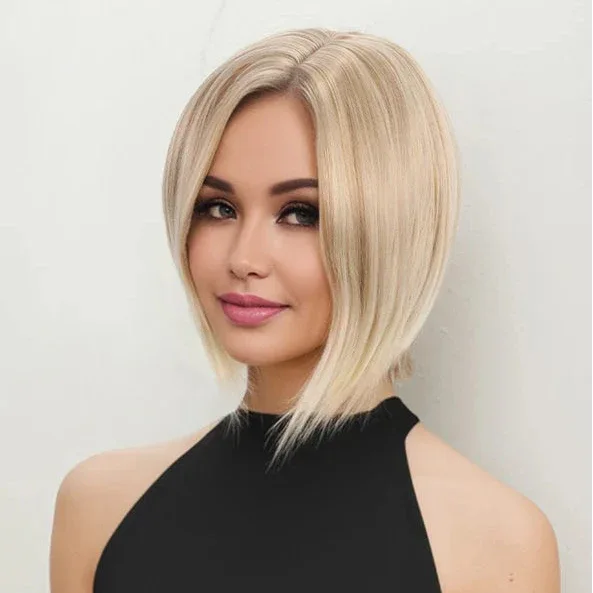 Synthetic a Short Side-Swept Straight Wig for Women, 150% Suitable for Mother's Day Gifts and Music Festival Parties