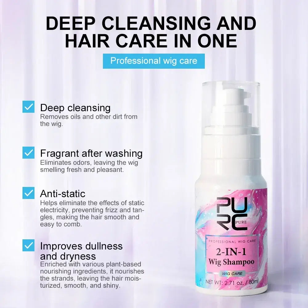 PURC 2-IN-1 Professional Sulfate-Free Wig Shampoo for Synthetic & Human Hair - Moisturizing Cleanser with Long-Lasting Fragrance Sf28112c74d54406fbc7b5e784b366a7cB
