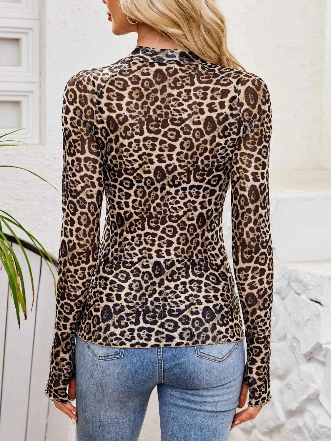 Floral Mock Neck Top - Long Sleeve Style - Nico`s Store