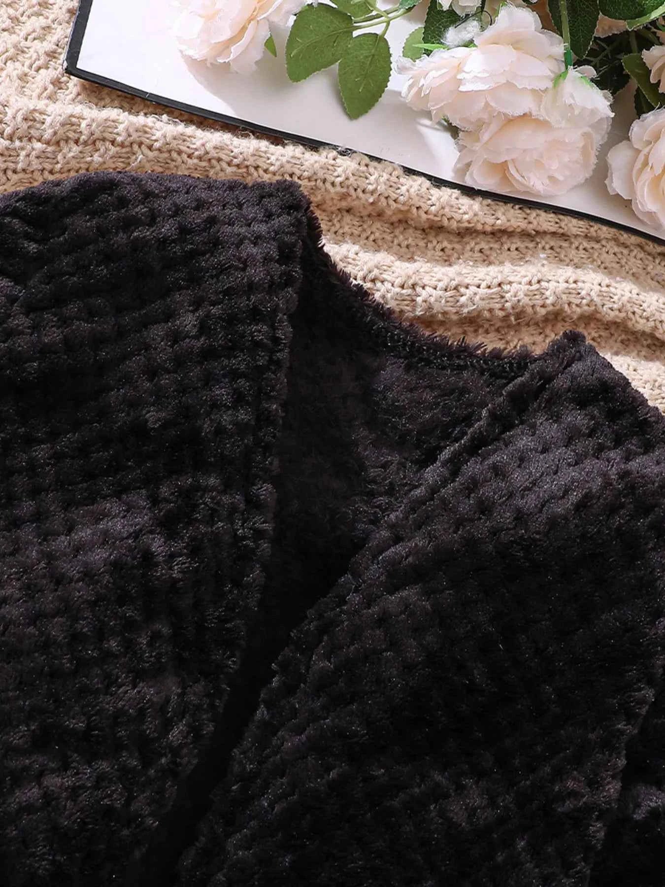 Children's Fuzzy Cardigan Dress Set with Plaid Dress - Nico`s Store