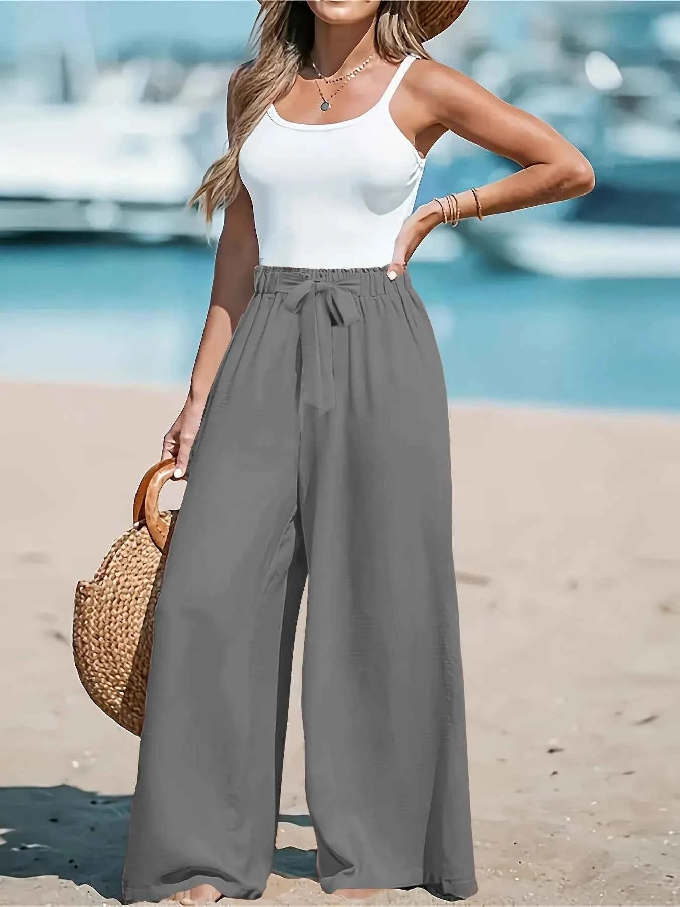 Full Size Wide Leg Pants with Drawstring Waist - Nico`s Store