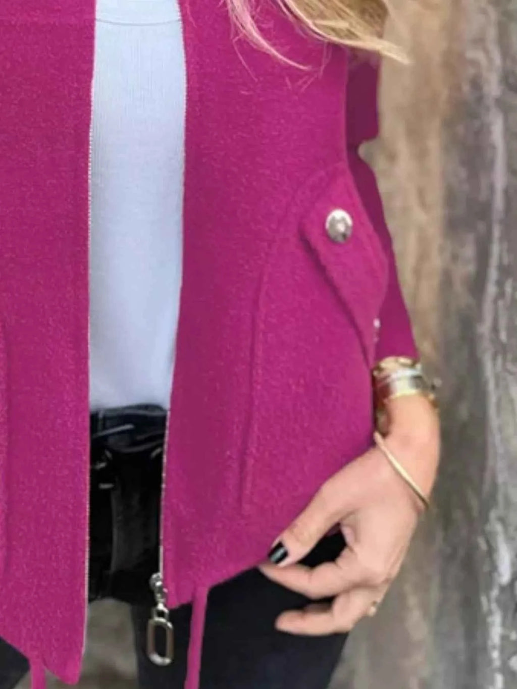 Full Size Textured Knit Zip Up Outerwear - Nico`s Store