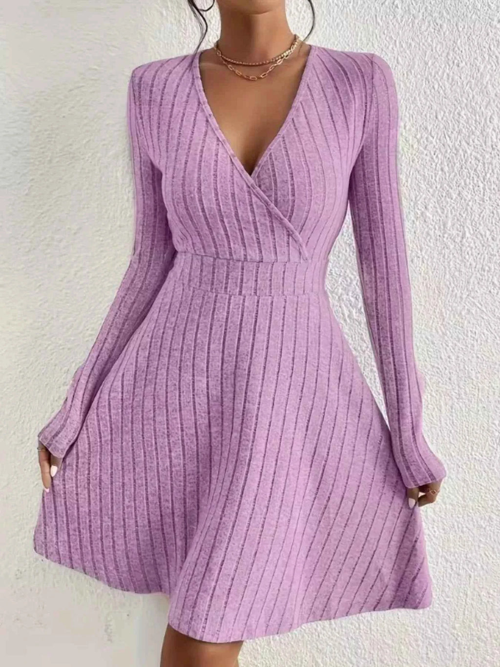 Ribbed Knit Wrap Dress for Effortless Style and Comfort