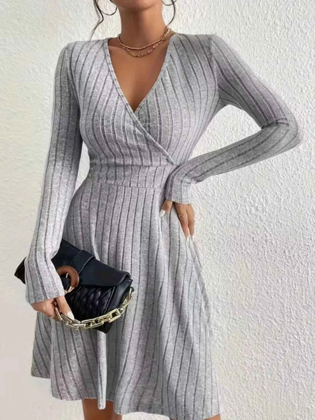 Ribbed Knit Wrap Dress for Effortless Style and Comfort