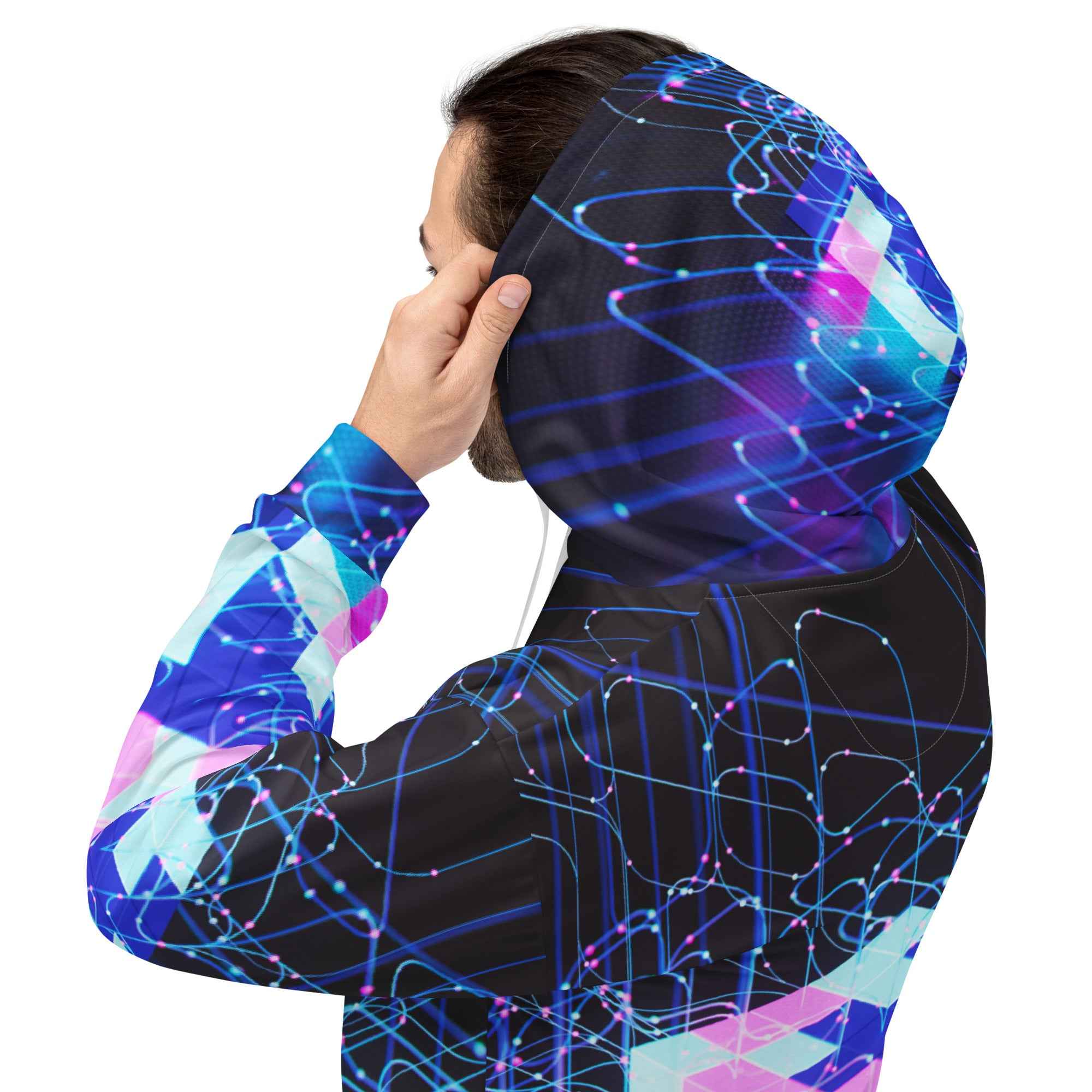 Unisex Cyber Print Hoodie for Stylish Comfort - Nico`s Store