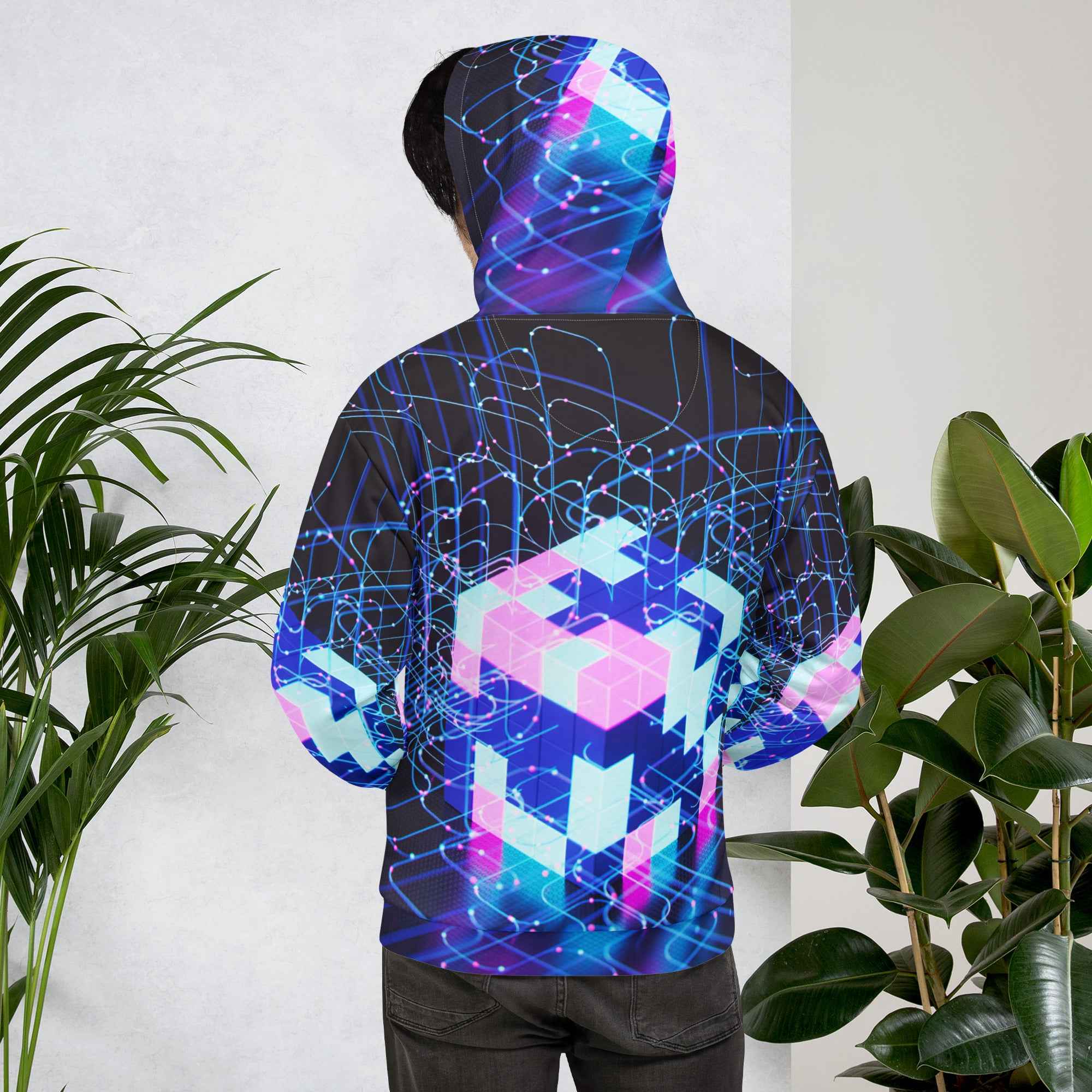 Unisex Cyber Print Hoodie for Stylish Comfort - Nico`s Store