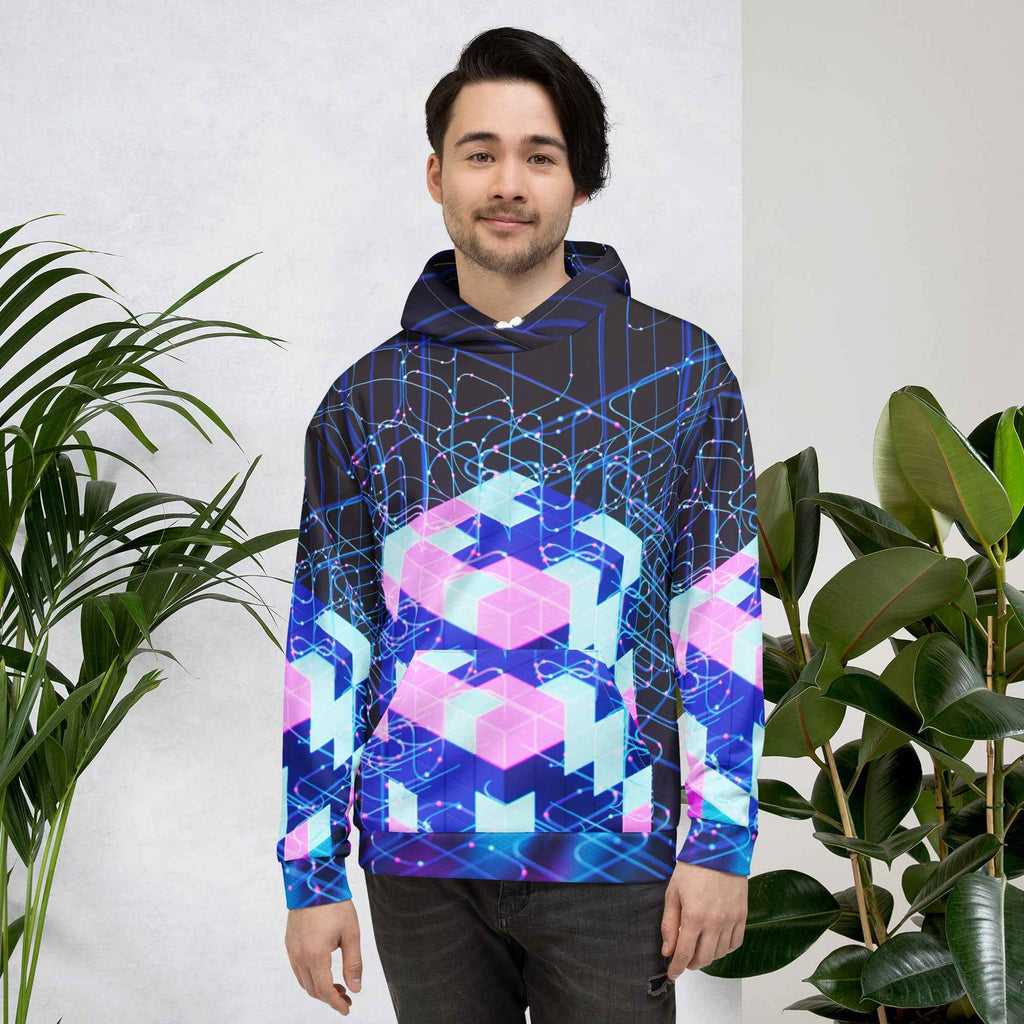 Unisex Cyber Print Hoodie for Stylish Comfort - Nico`s Store