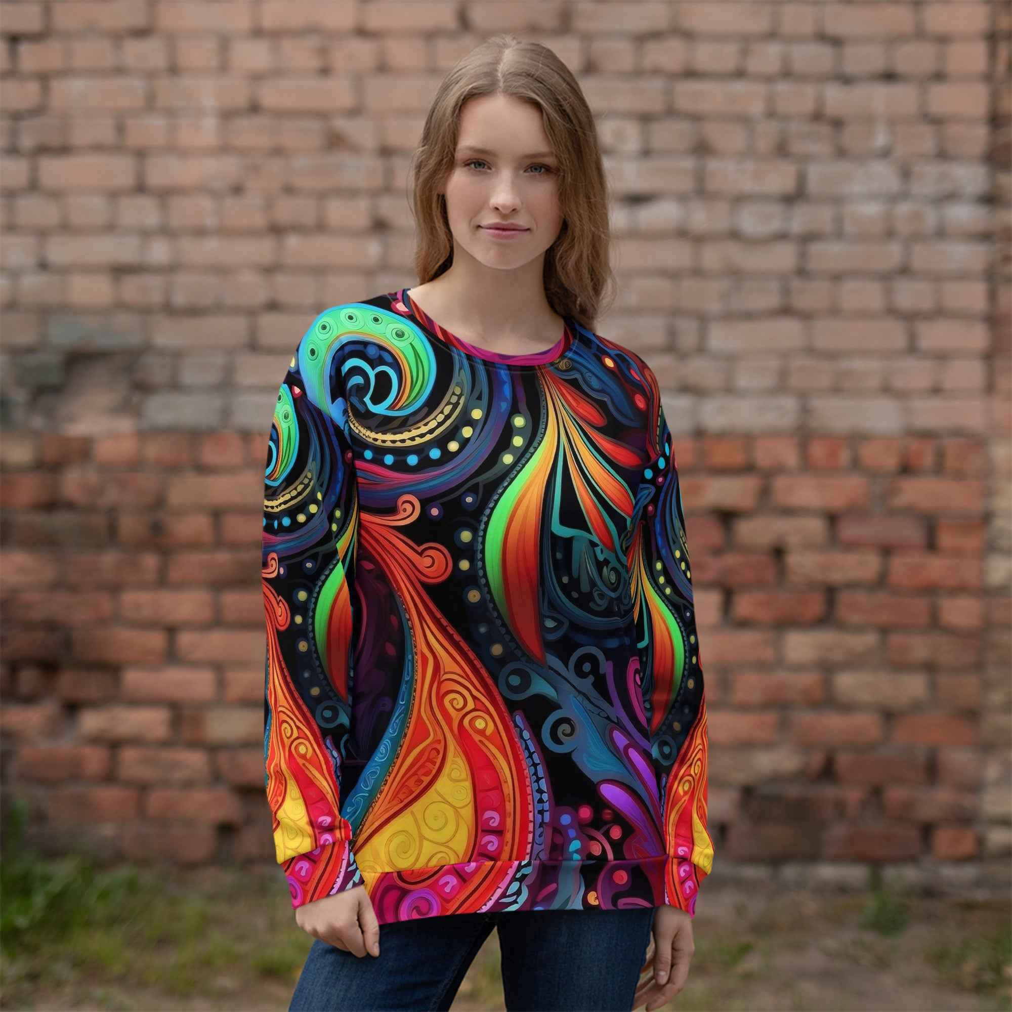 Unisex Abstract Print Sweatshirt for Trendy Comfort - Nico`s Store