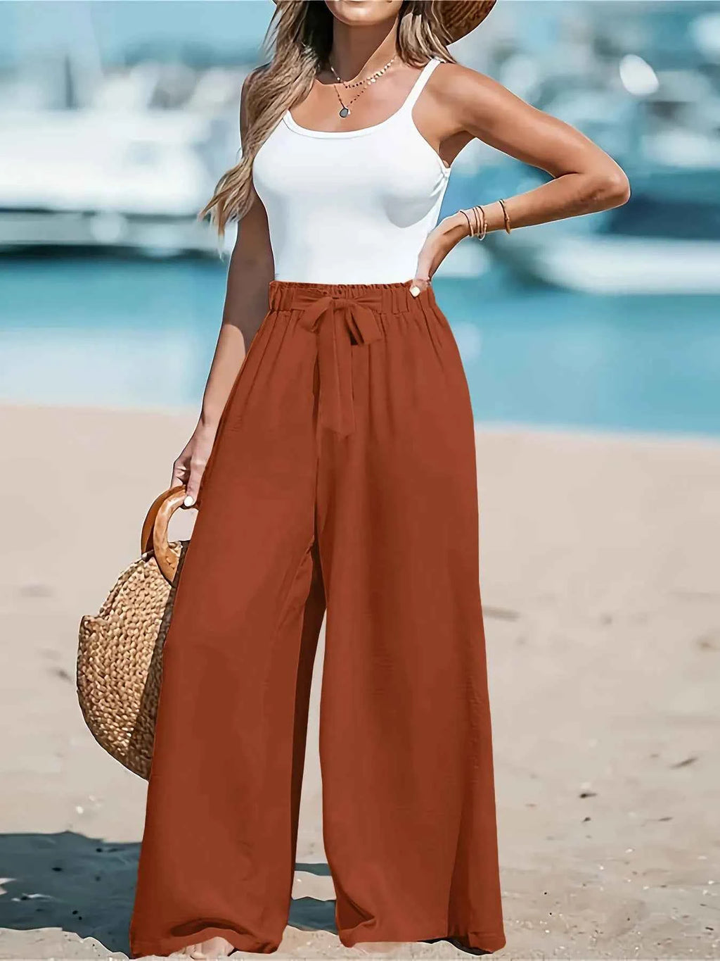 Full Size Wide Leg Pants with Drawstring Waist - Nico`s Store