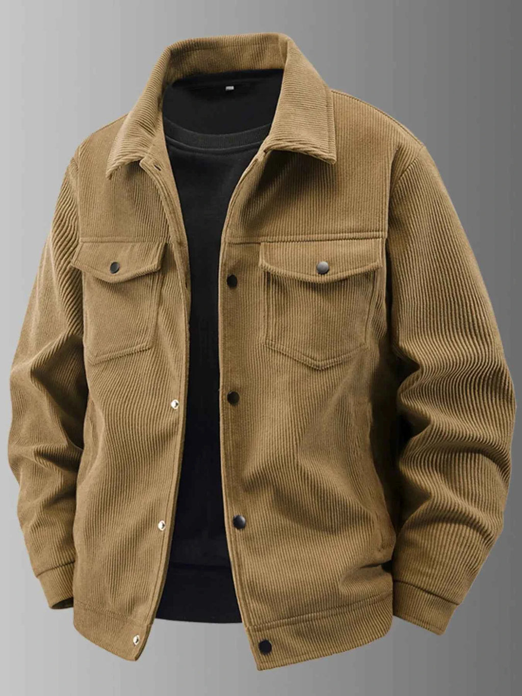 Men's Plus Size Corduroy Jacket with Chest Pockets - Nico`s Store