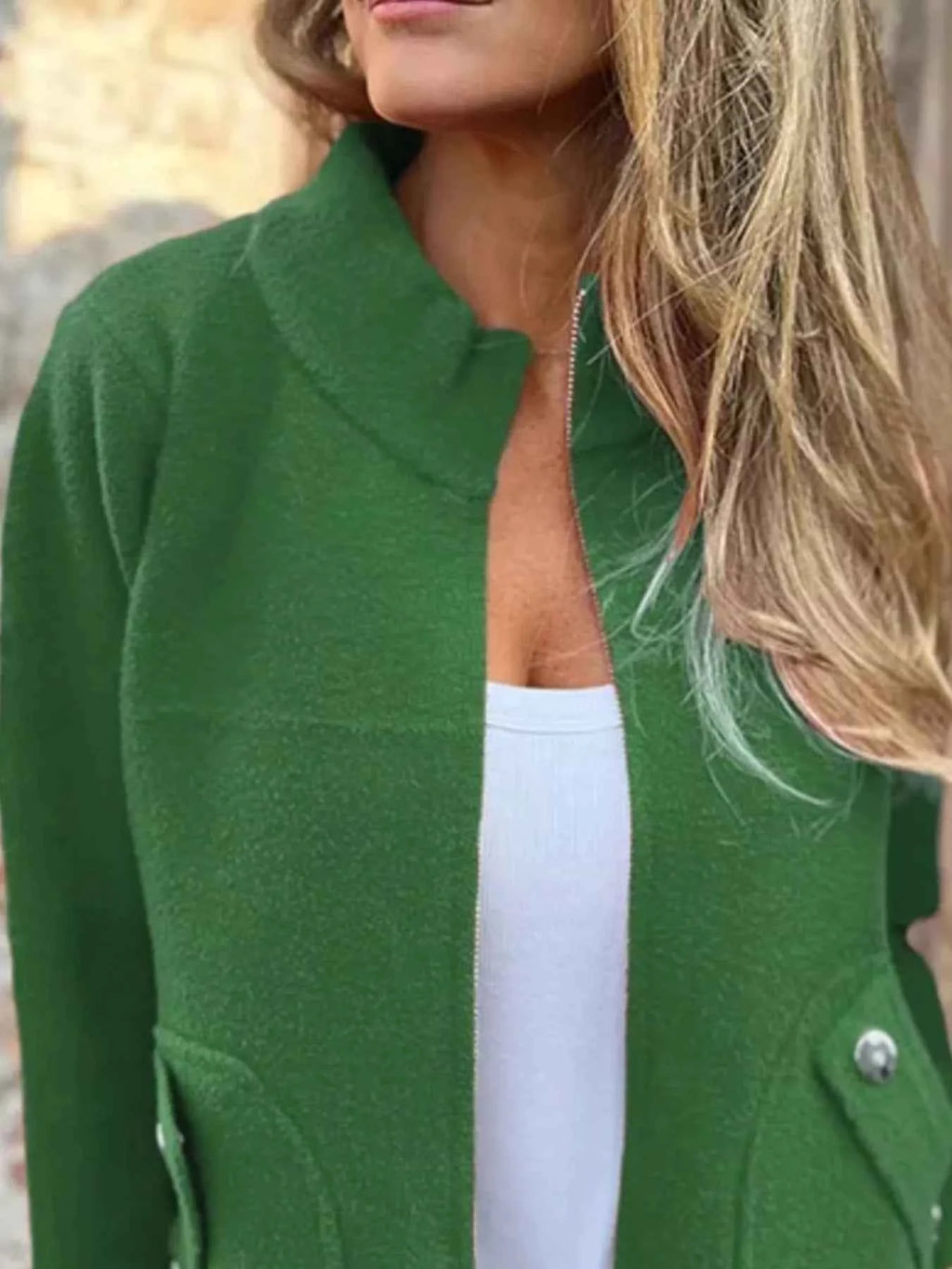 Full Size Textured Knit Zip Up Outerwear - Nico`s Store