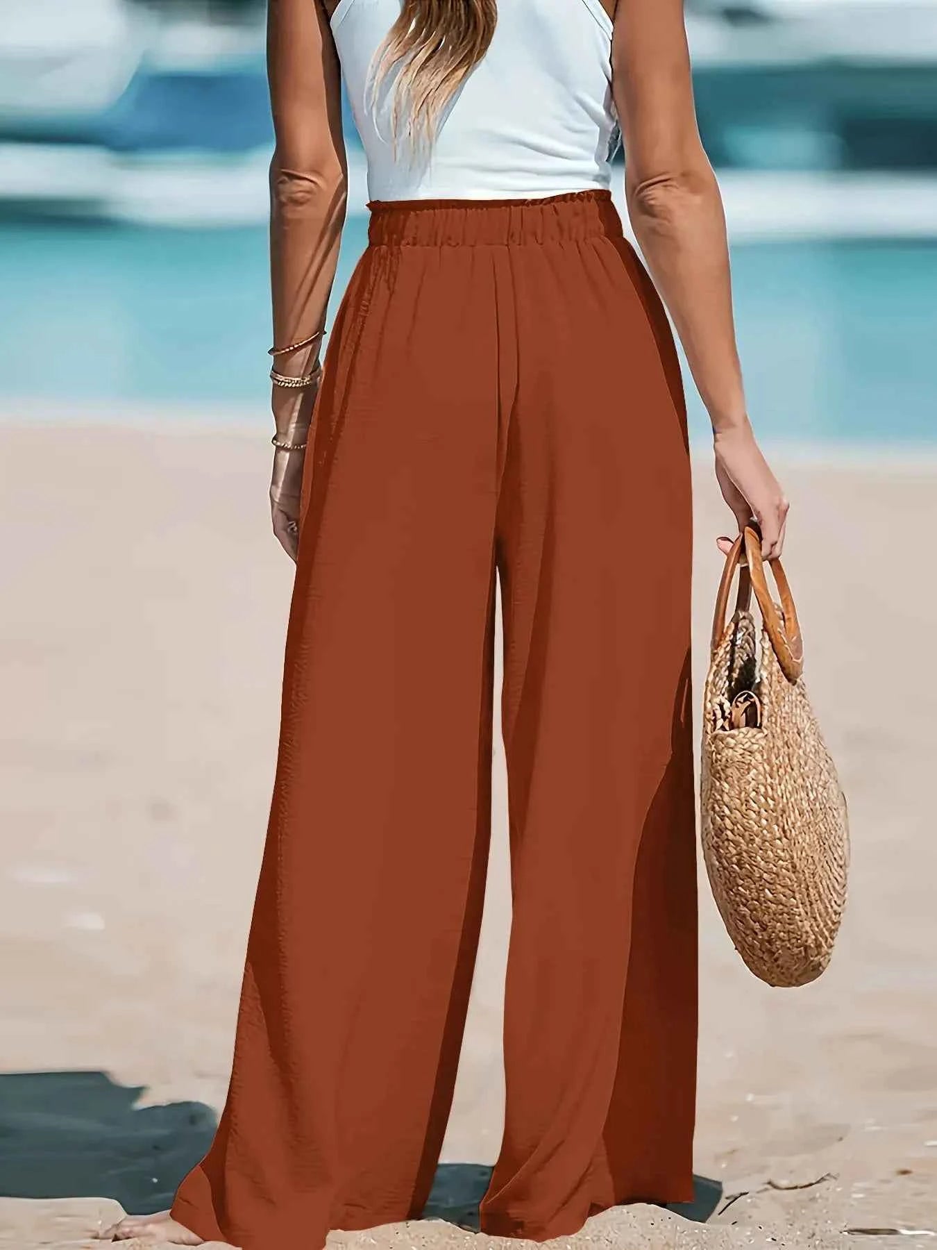 Full Size Wide Leg Pants with Drawstring Waist - Nico`s Store