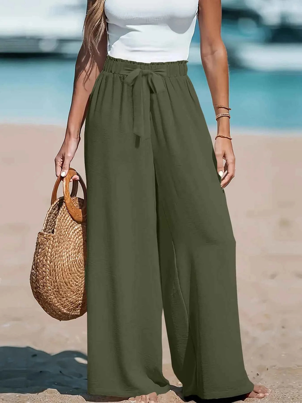 Full Size Wide Leg Pants with Drawstring Waist - Nico`s Store