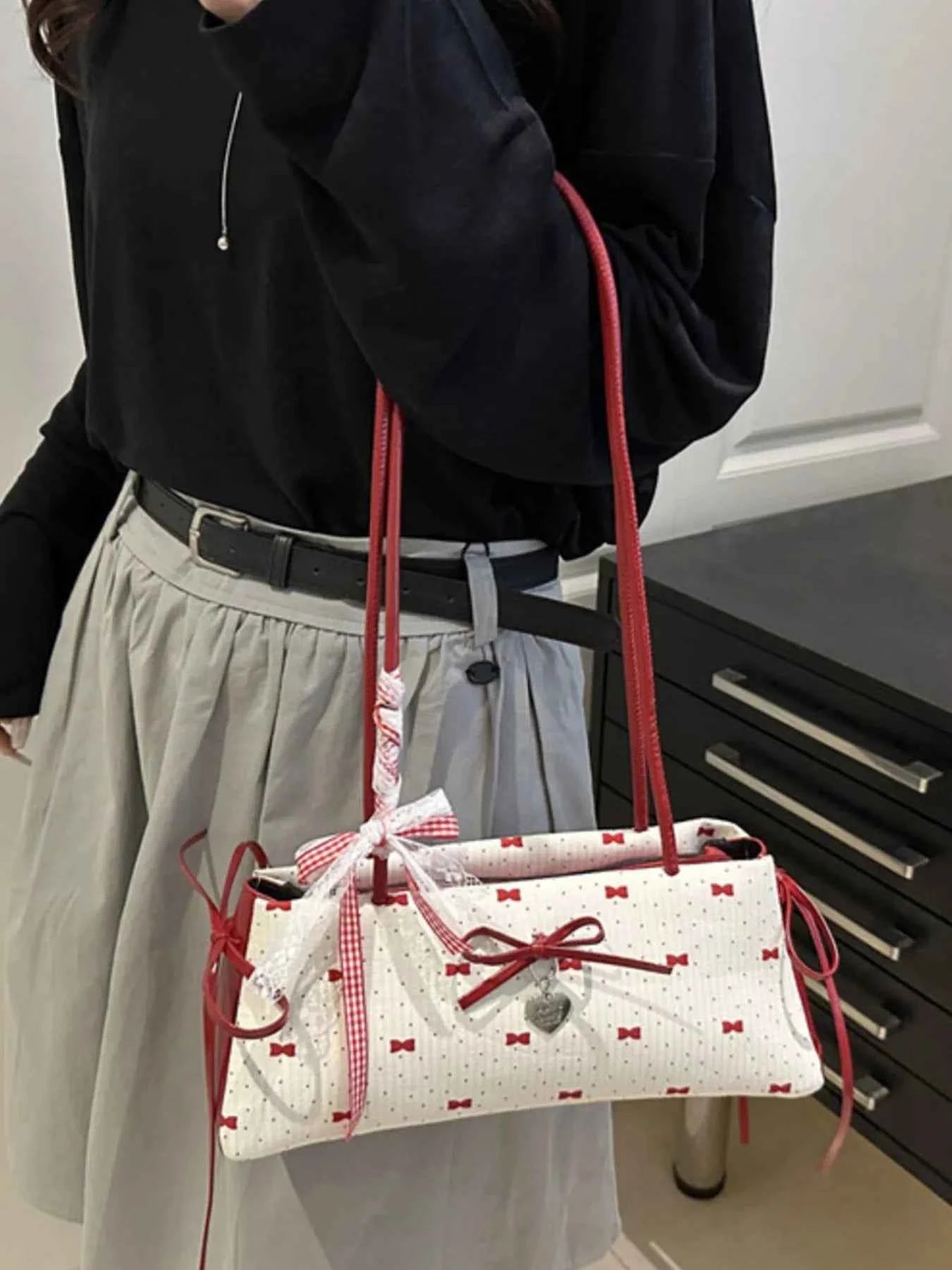 Quality Bow Print Shoulder Bag - Nico`s Store