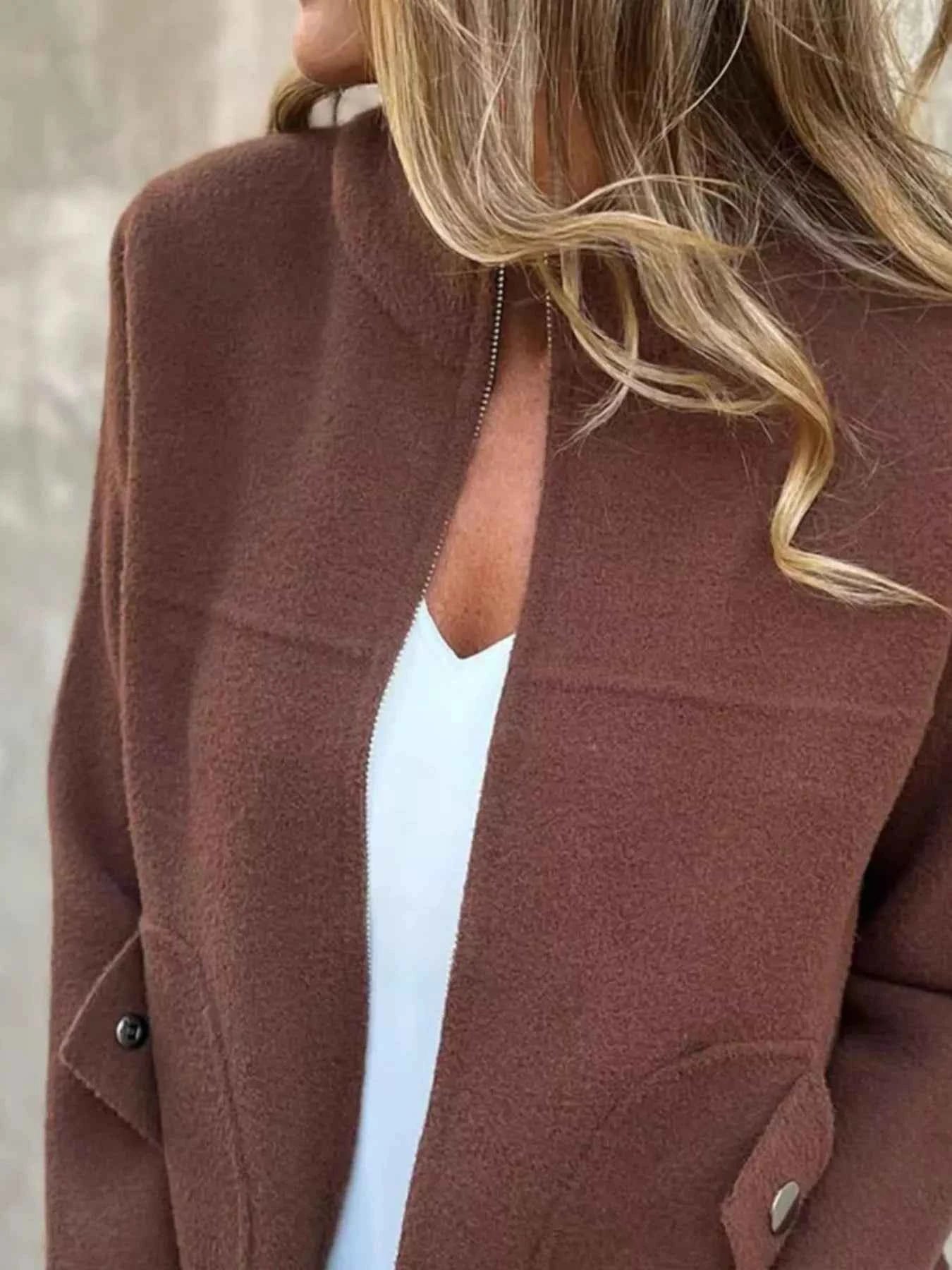 Full Size Textured Knit Zip Up Outerwear - Nico`s Store