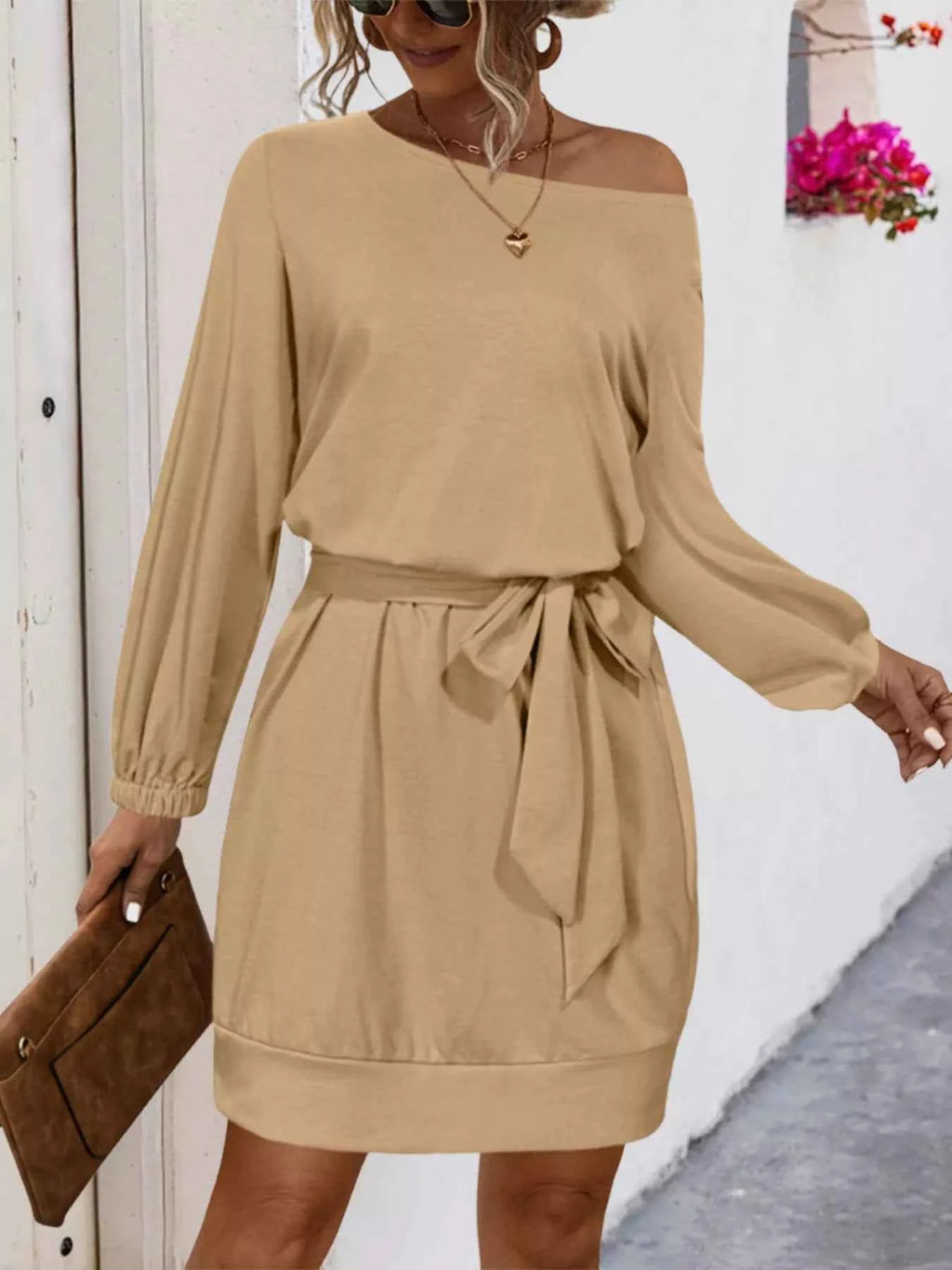 One Shoulder Tie Waist Dress for Effortless Style and Elegance