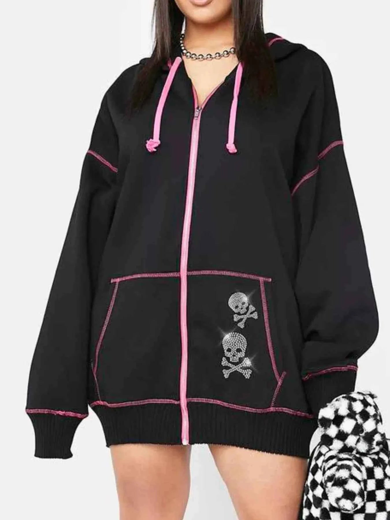 Halloween Zip-Up Hoodie with Drawstring Design - Nico`s Store