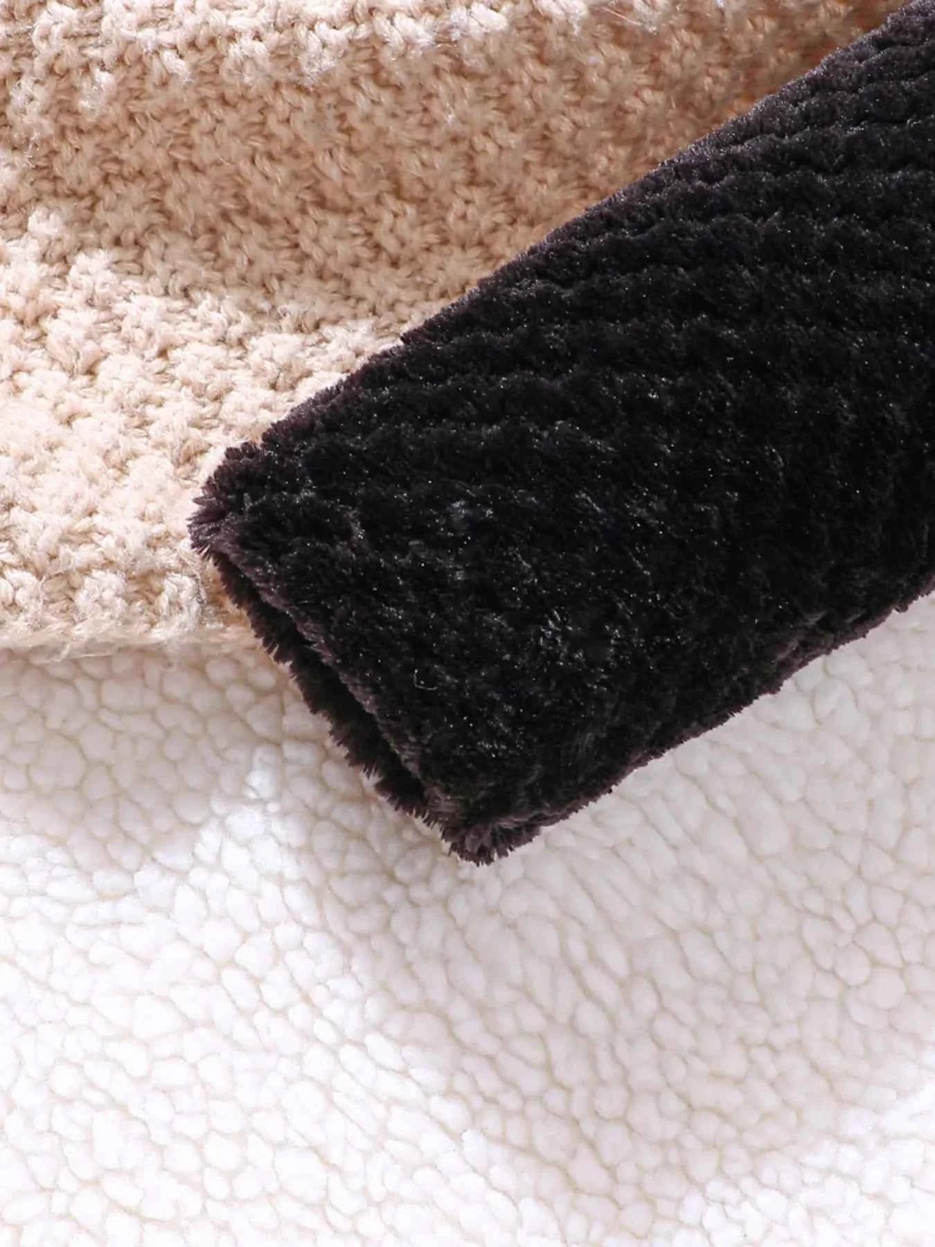 Children's Fuzzy Cardigan Dress Set with Plaid Dress - Nico`s Store