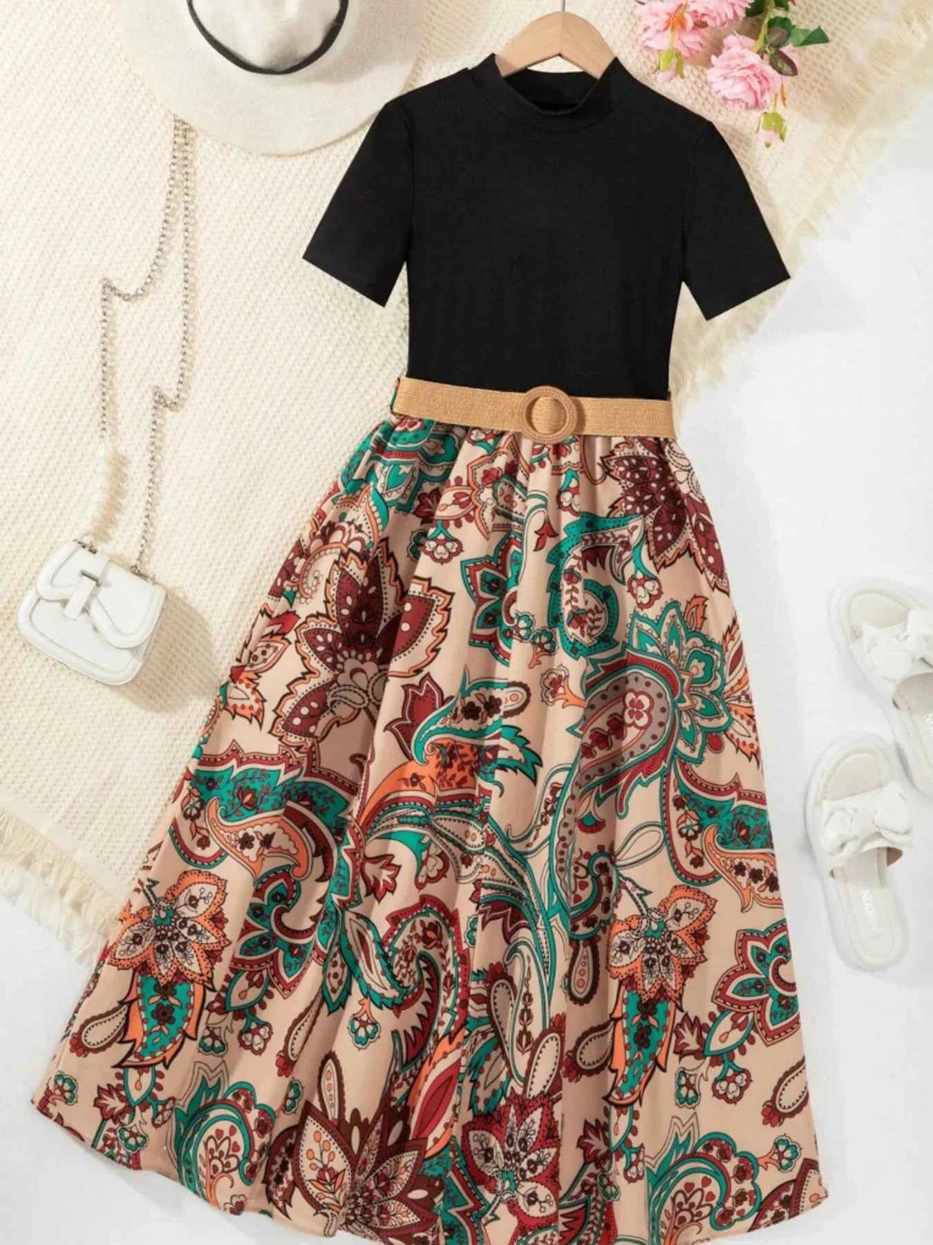 Children's Short Sleeve Dress with Fun Prints - Nico`s Store