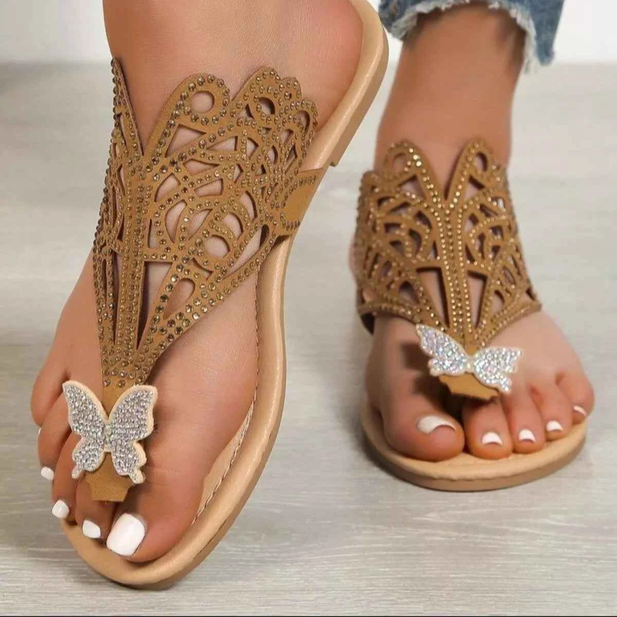 Rhinestone Toe Post Sandals for Effortless Style and Comfort