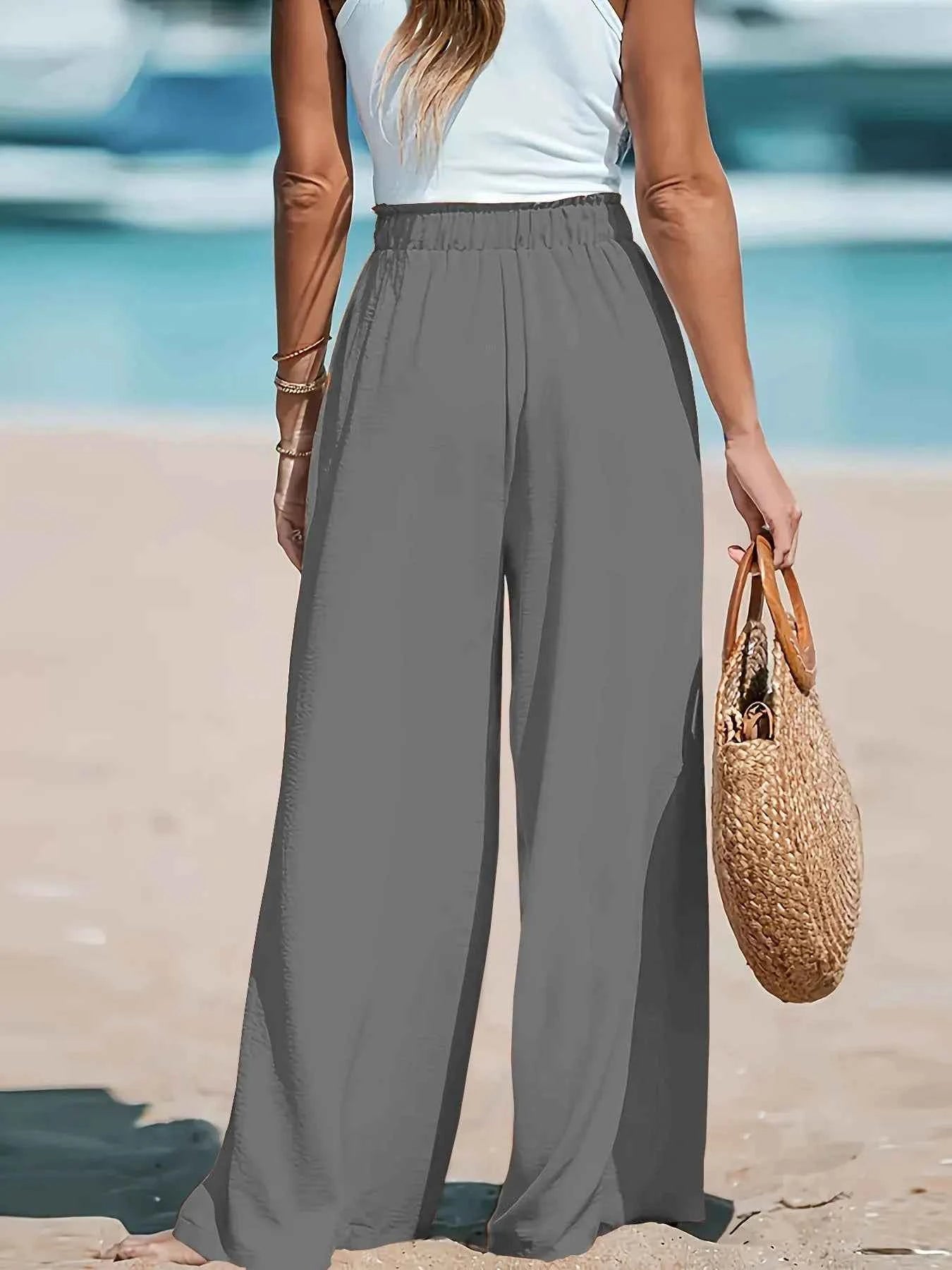 Full Size Wide Leg Pants with Drawstring Waist - Nico`s Store