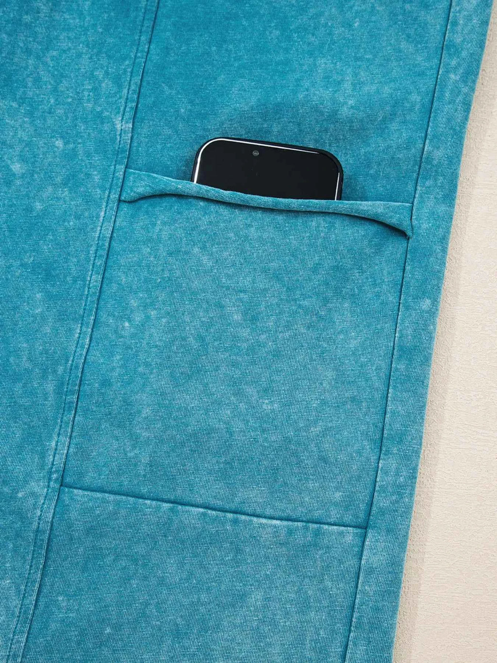 Mineral Wash High Waist Pants with Patched Pockets for Stylish Comfort - Nico`s Store