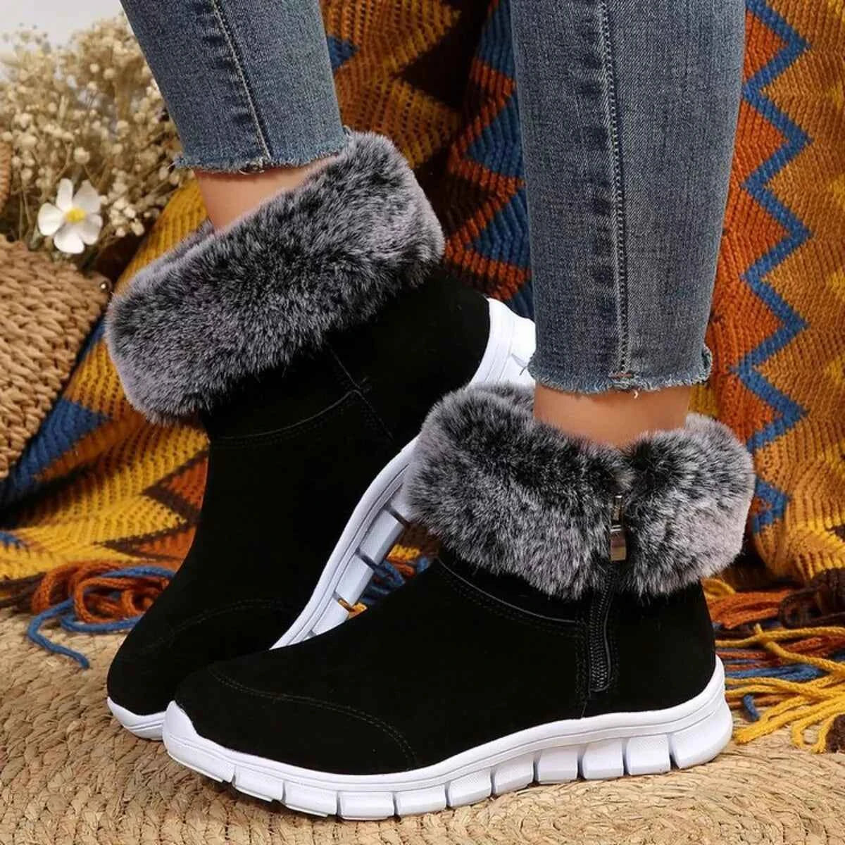 Side Zip Faux Fur Boots from Nico's store - Nico`s Store