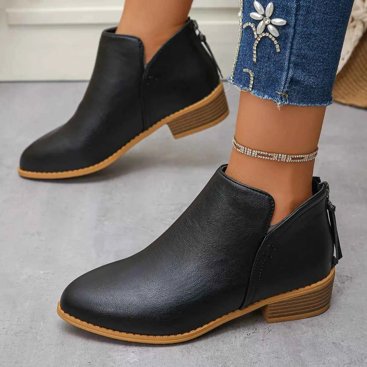 Pointed Toe Block Heel Boots for Stylish Comfort