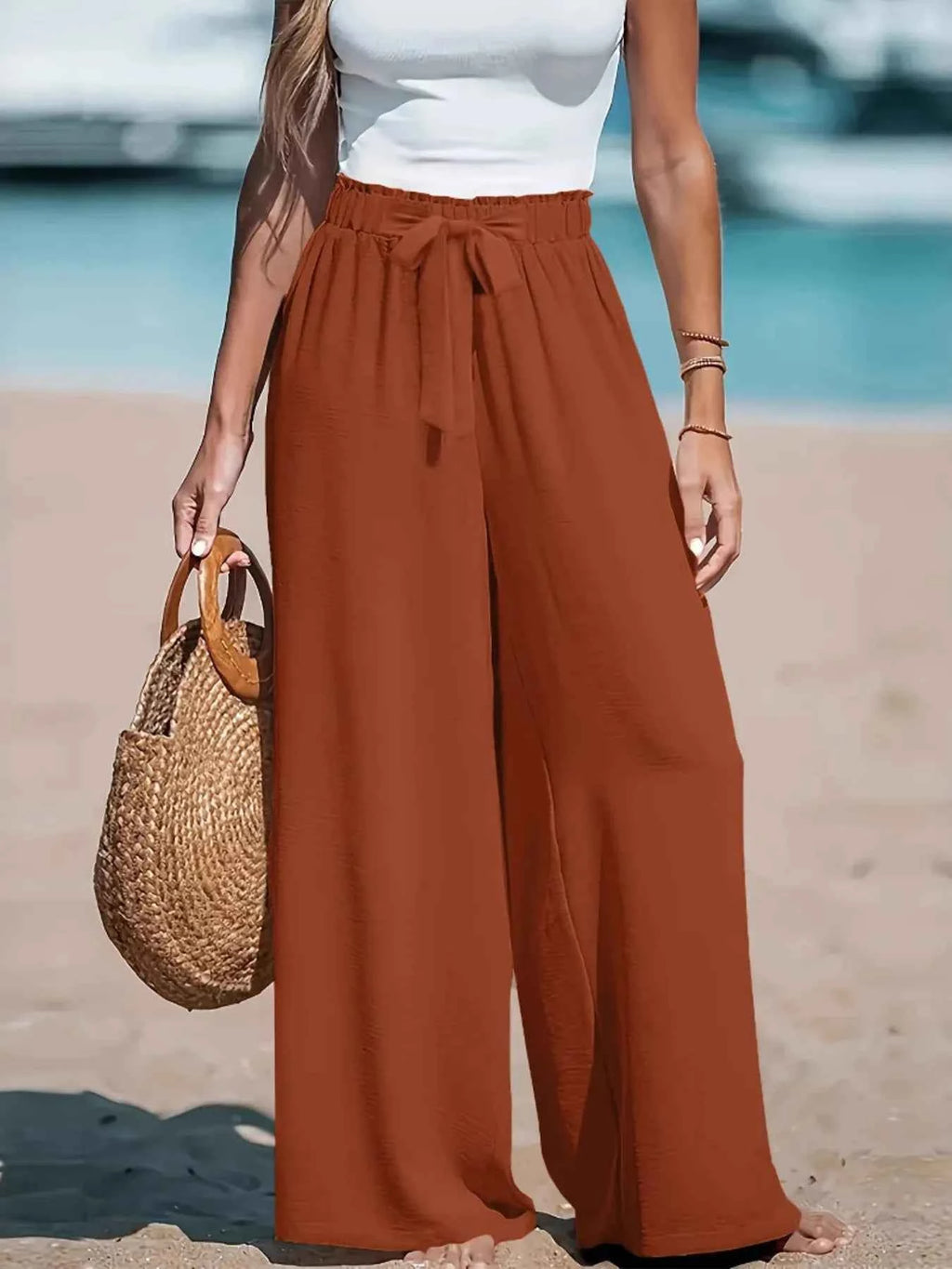 Full Size Wide Leg Pants with Drawstring Waist - Nico`s Store