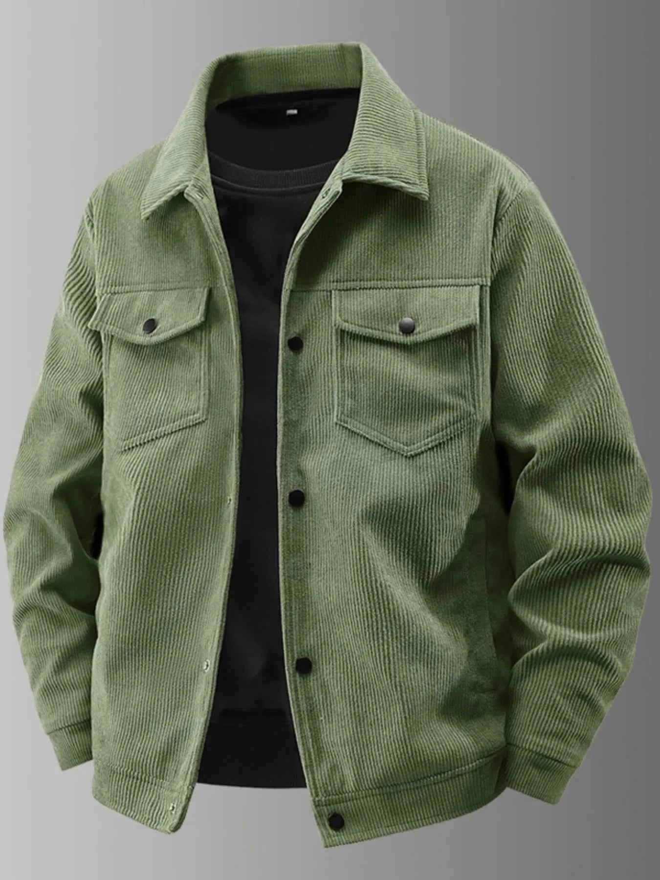 Men's Plus Size Corduroy Jacket with Chest Pockets - Nico`s Store