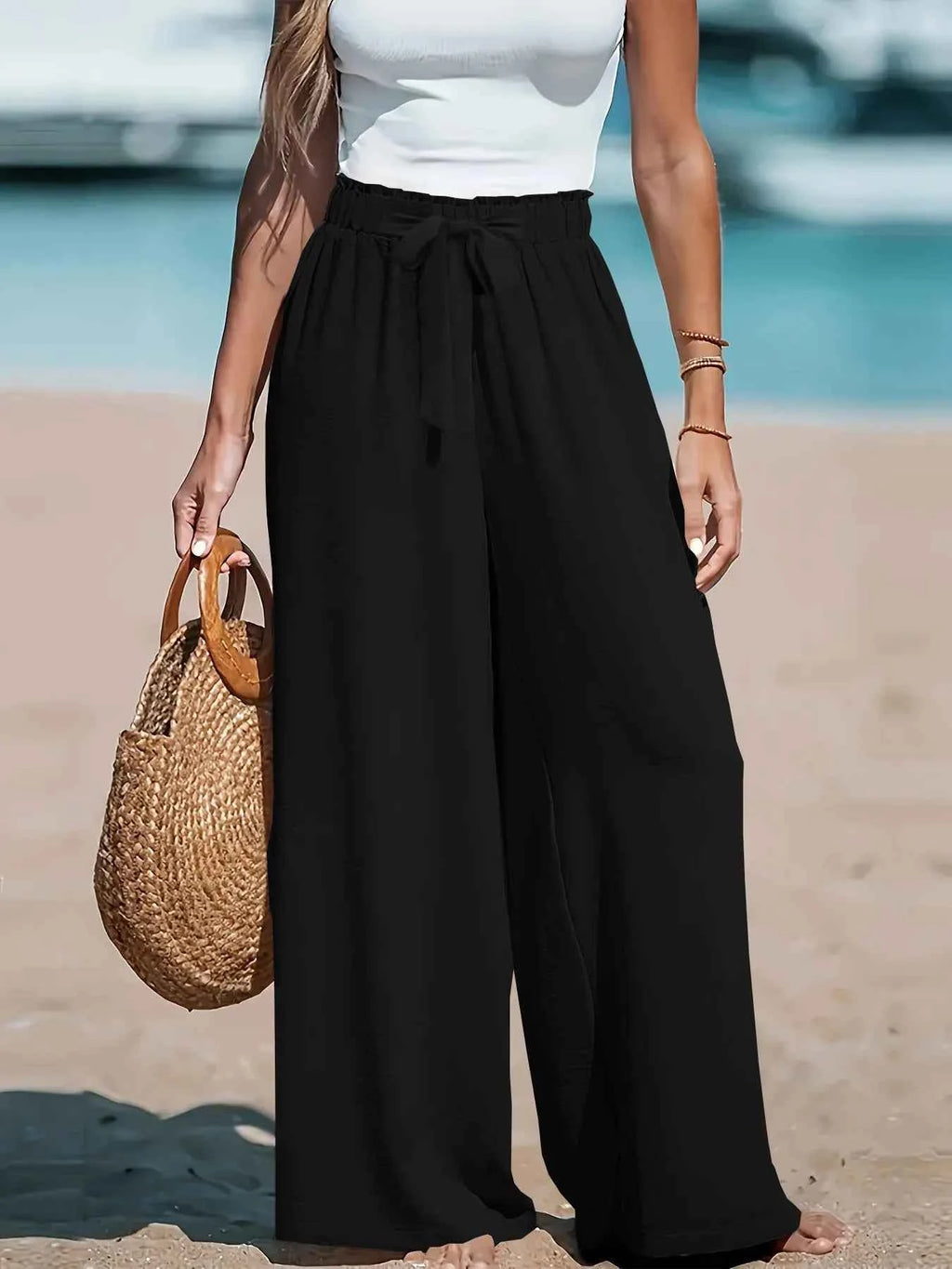 Full Size Wide Leg Pants with Drawstring Waist - Nico`s Store