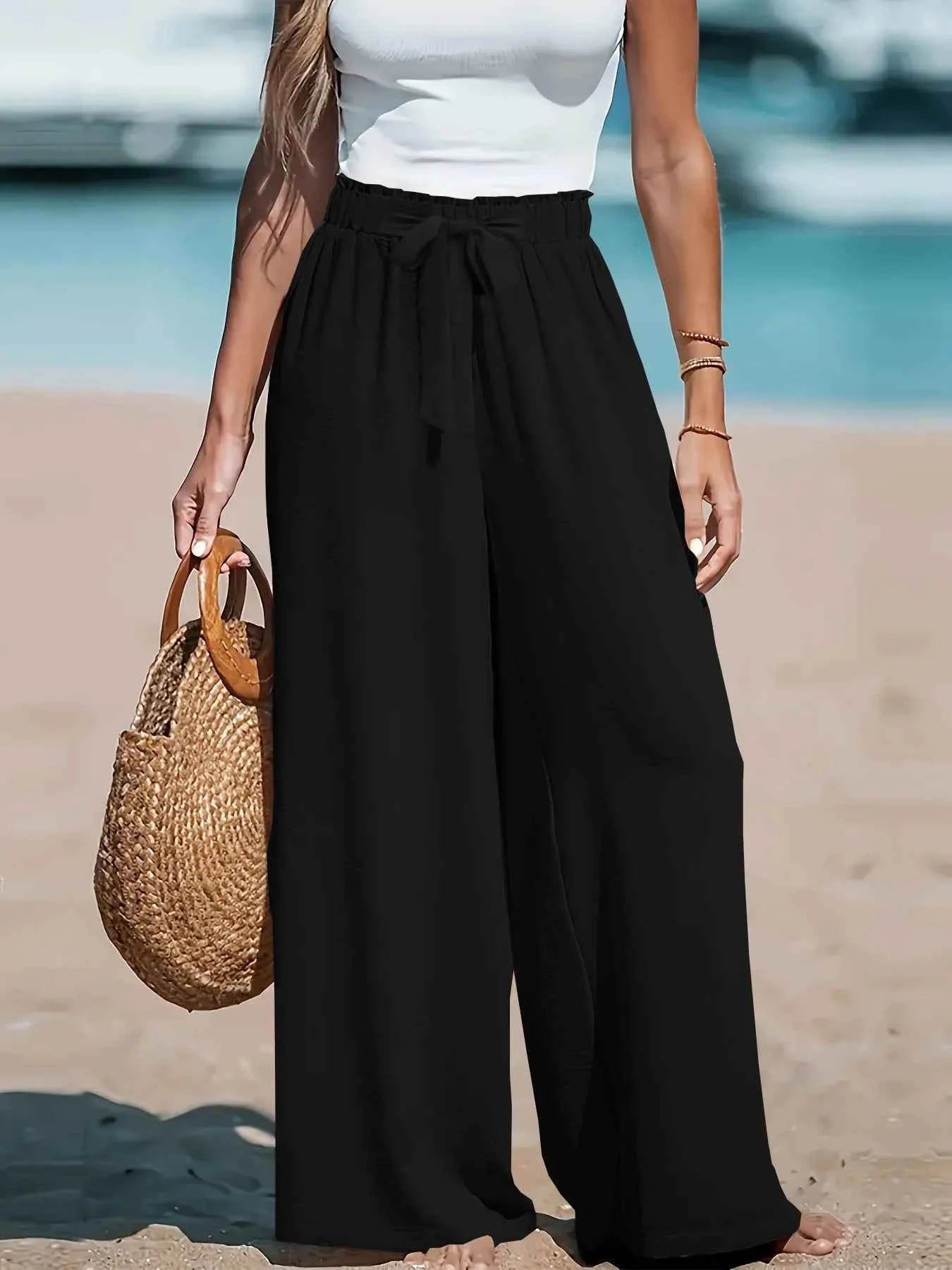 Full Size Wide Leg Pants with Drawstring Waist - Nico`s Store