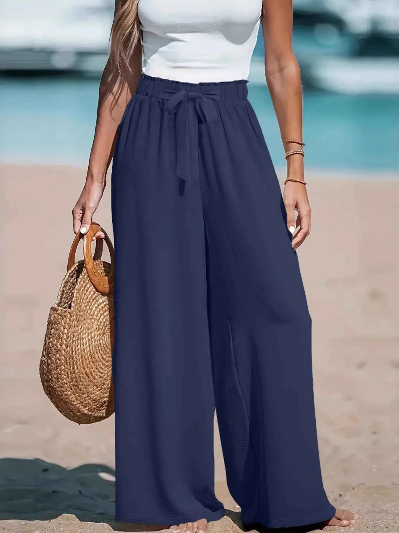 Full Size Wide Leg Pants with Drawstring Waist - Nico`s Store