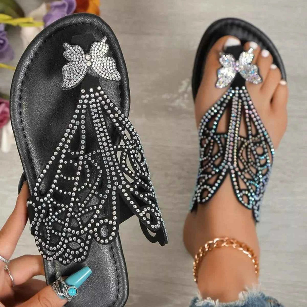Rhinestone Toe Post Sandals for Effortless Style and Comfort