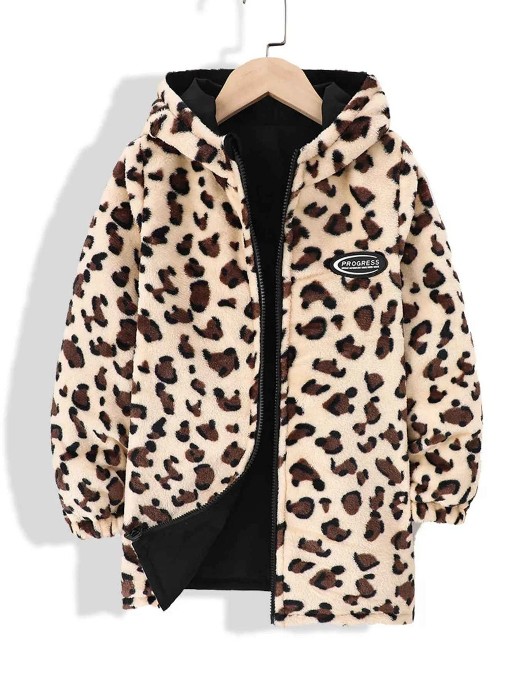 Children's Warm Leopard Jacket with Hood and Lined Interior - Nico`s Store