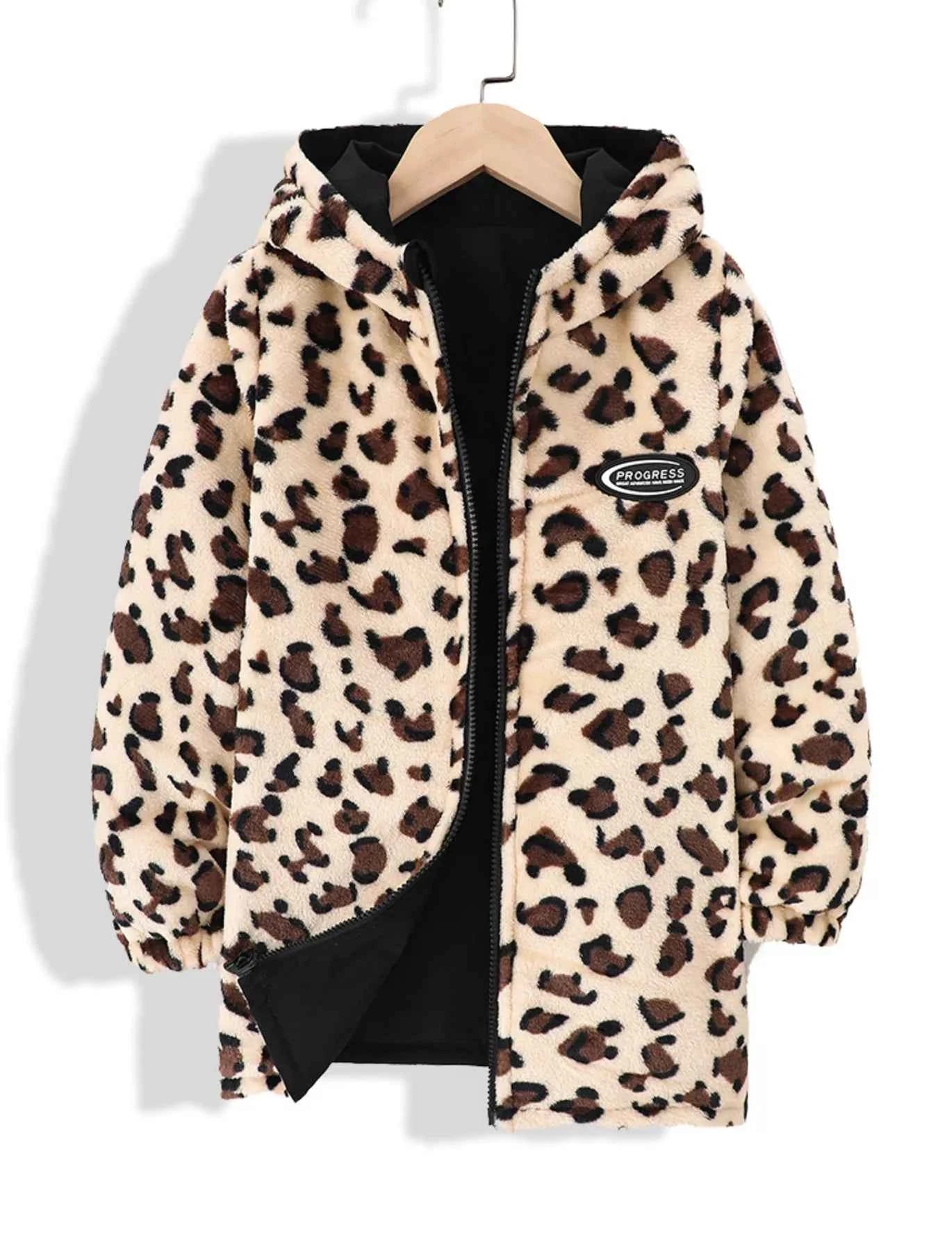 Children's Warm Leopard Jacket with Hood and Lined Interior - Nico`s Store