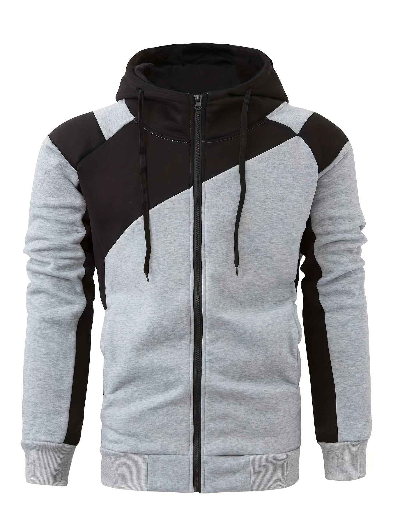 Men's Color Block Zip Up Hoodie Trendy Casual Jacket - Nico`s Store