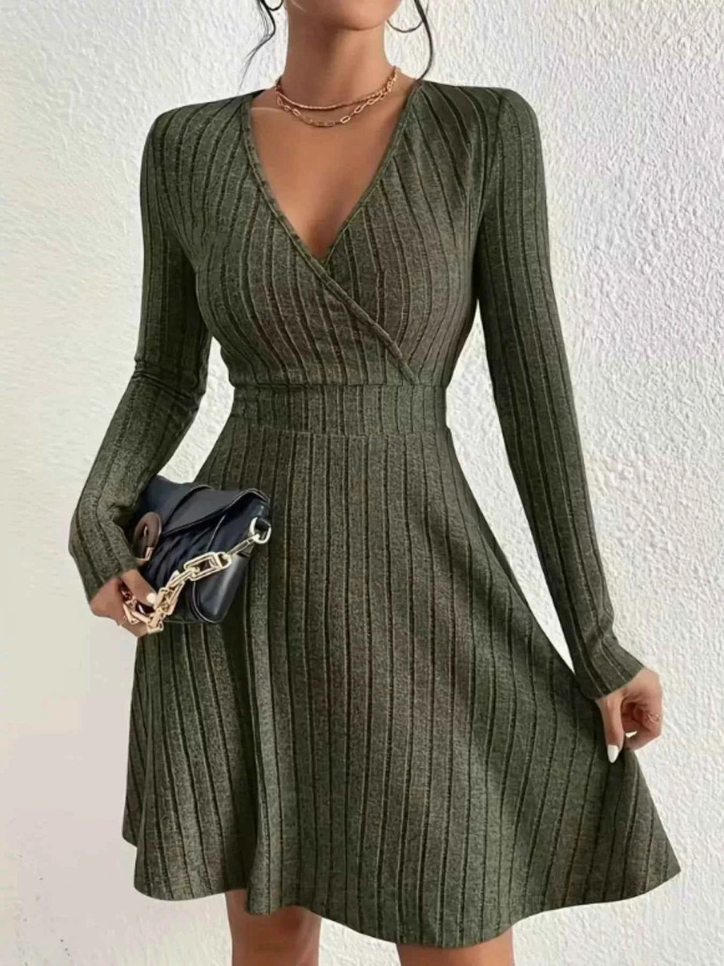 Ribbed Knit Wrap Dress for Effortless Style and Comfort