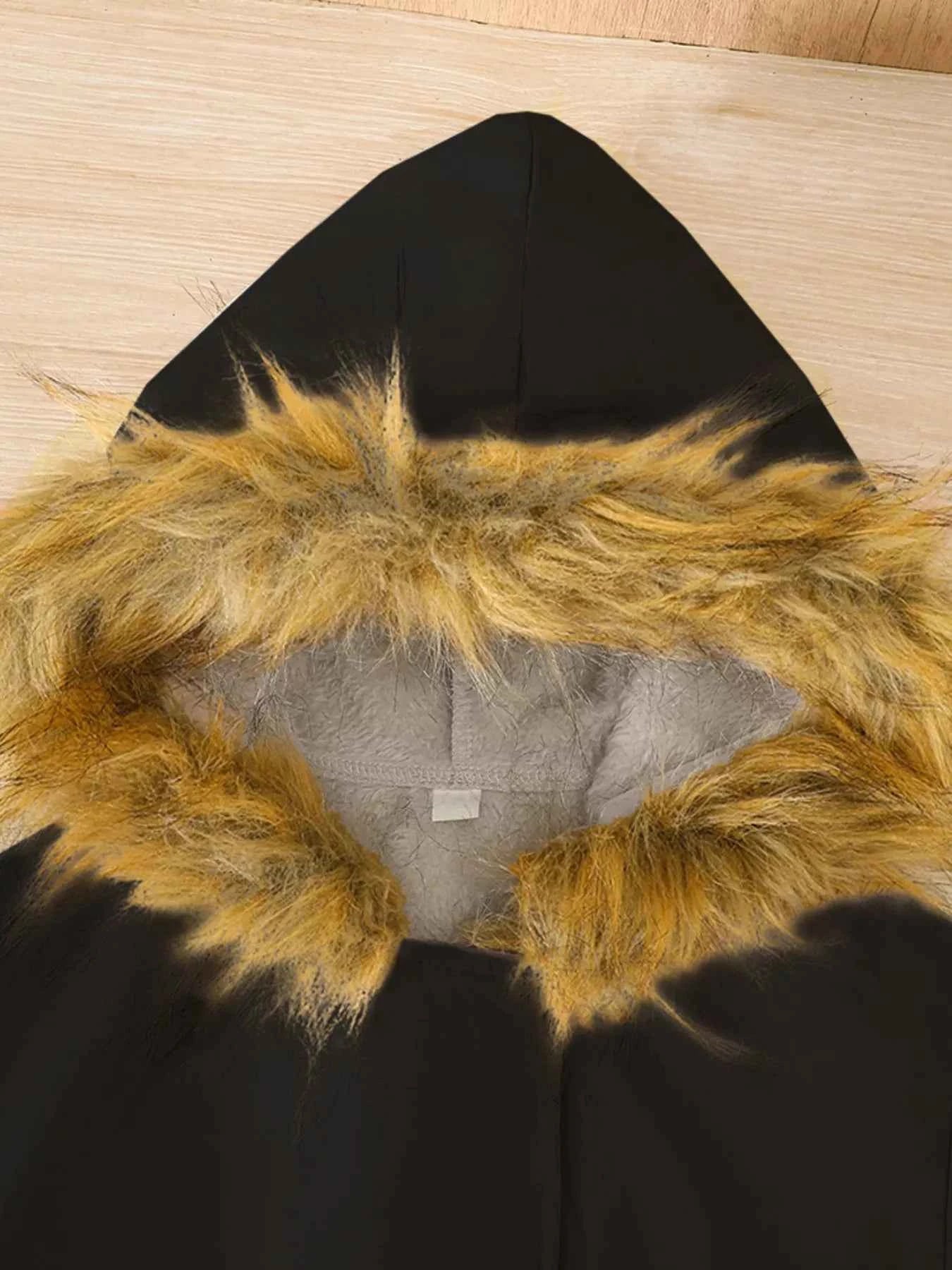 Children's Faux Fur Outerwear with Hood and Tie Waist for Stylish Comfort - Nico`s Store