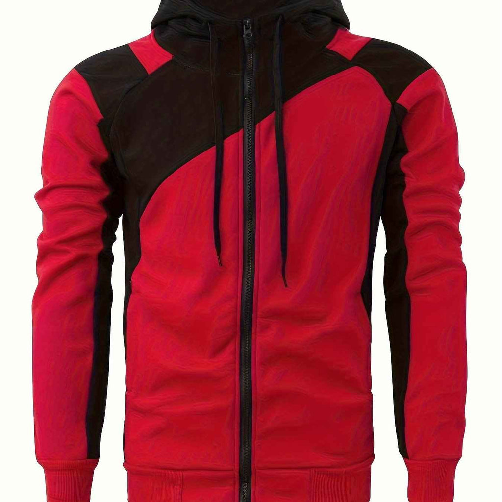 Men's Color Block Zip Up Hoodie Trendy Casual Jacket - Nico`s Store