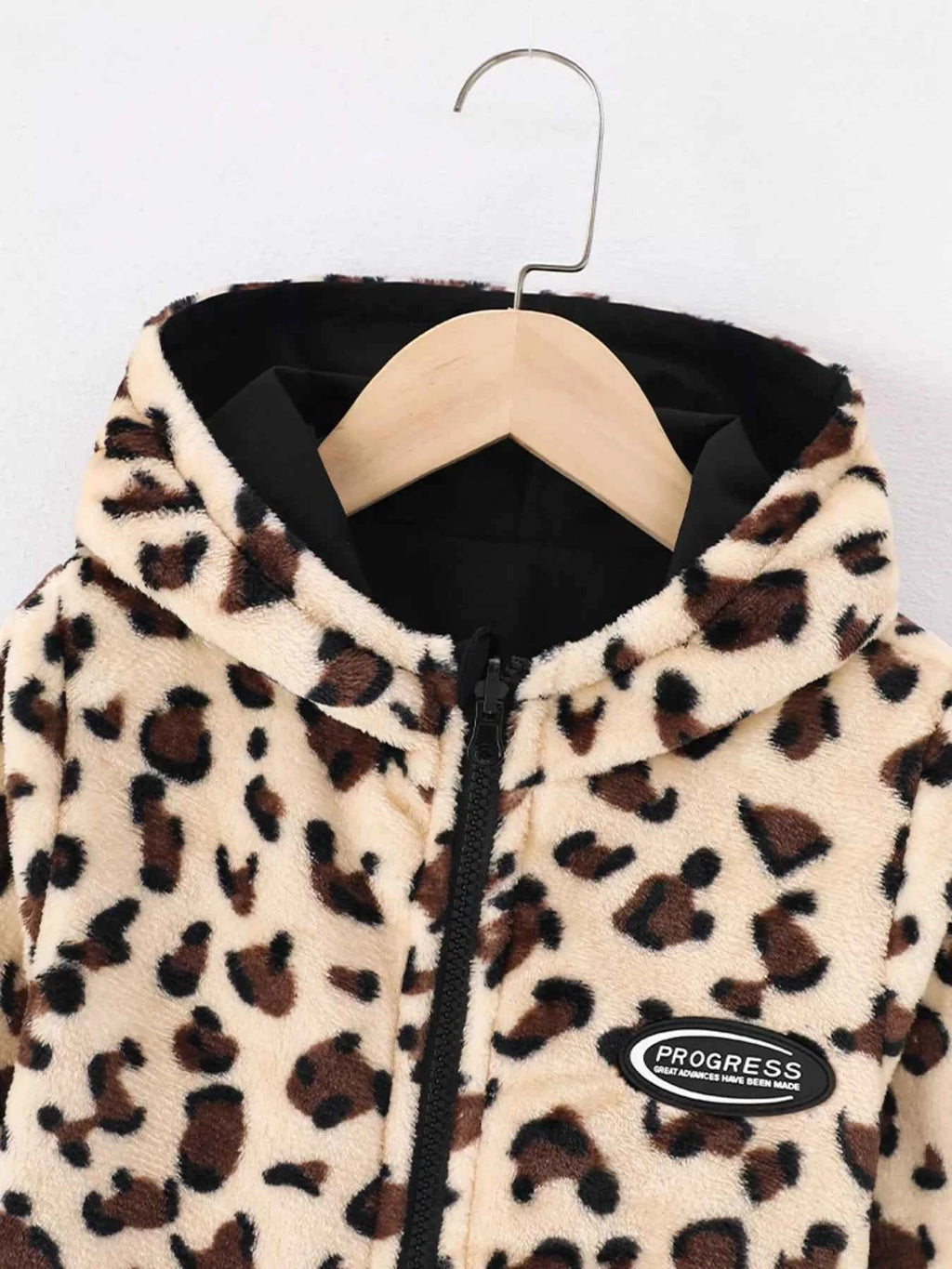 Children's Warm Leopard Jacket with Hood and Lined Interior - Nico`s Store