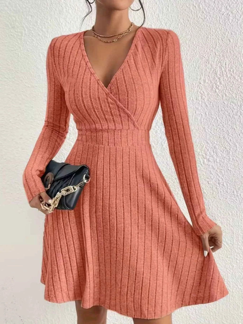 Ribbed Knit Wrap Dress for Effortless Style and Comfort
