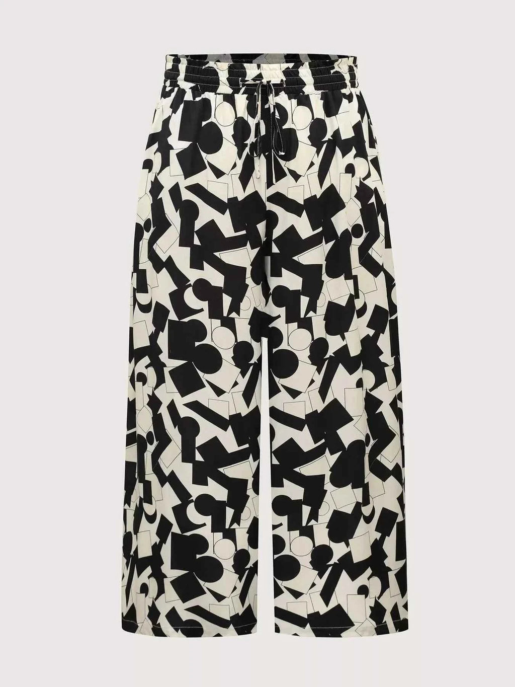 Plus Size Wide Leg Pants in Abstract Print for Stylish Comfort