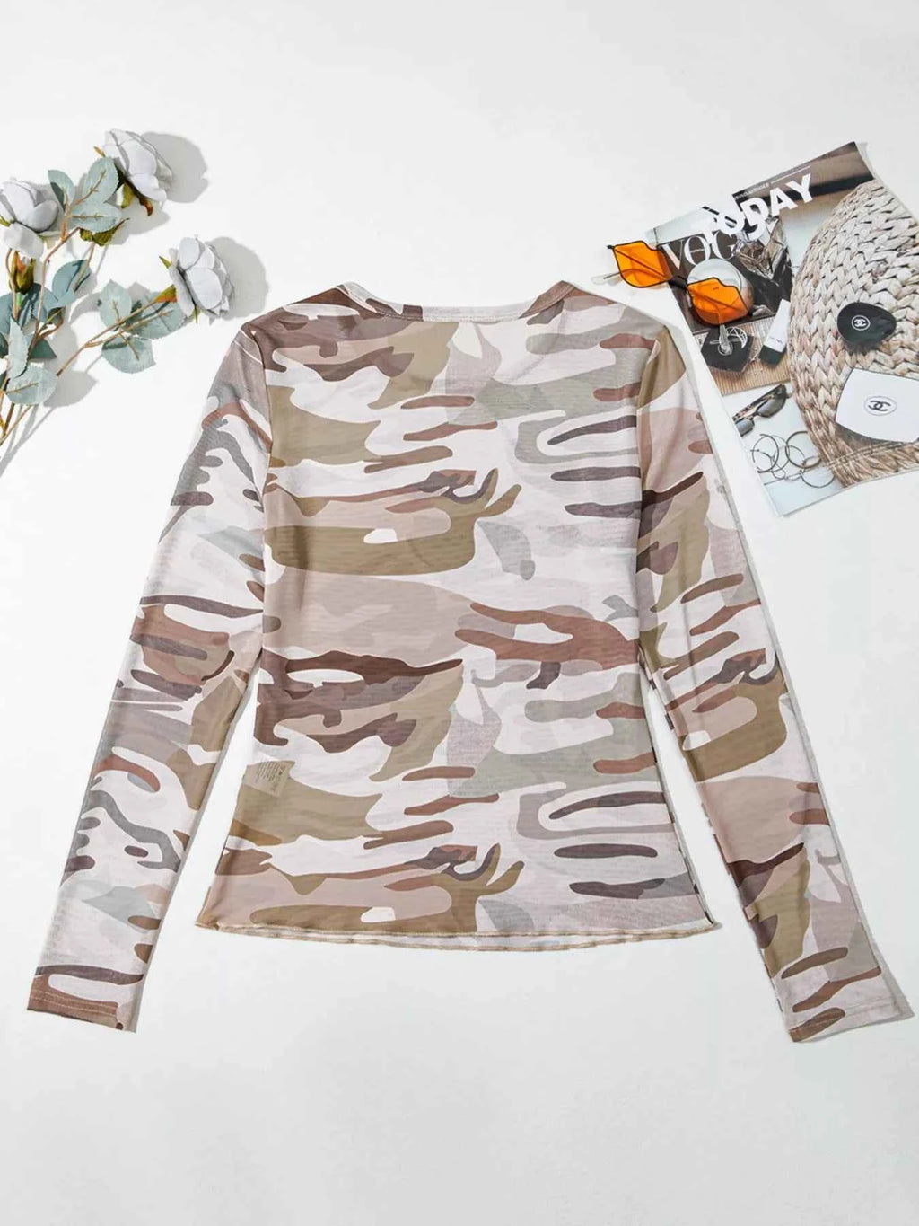 Camouflage Print Long Sleeve Top - Nico`s Store