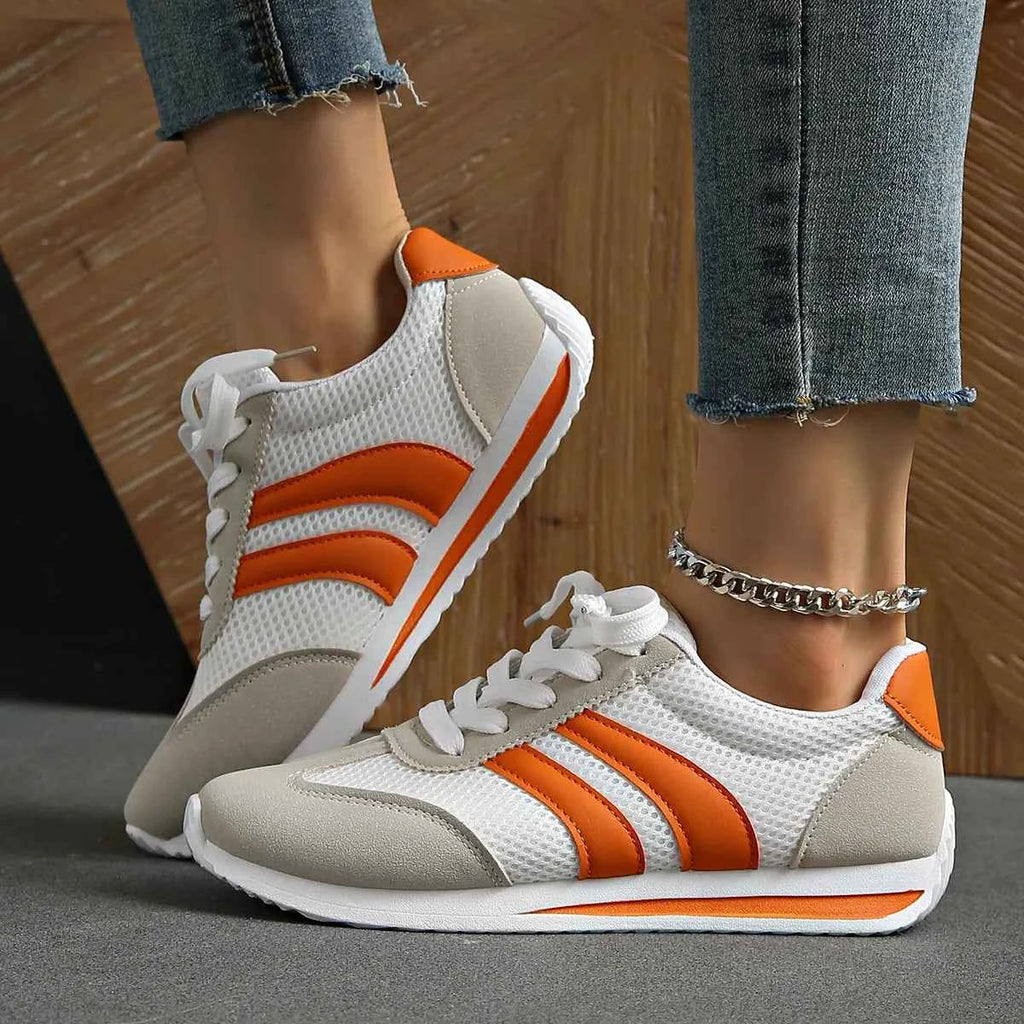 Striped Mesh Lace Up Sneakers Nico's store - Nico`s Store