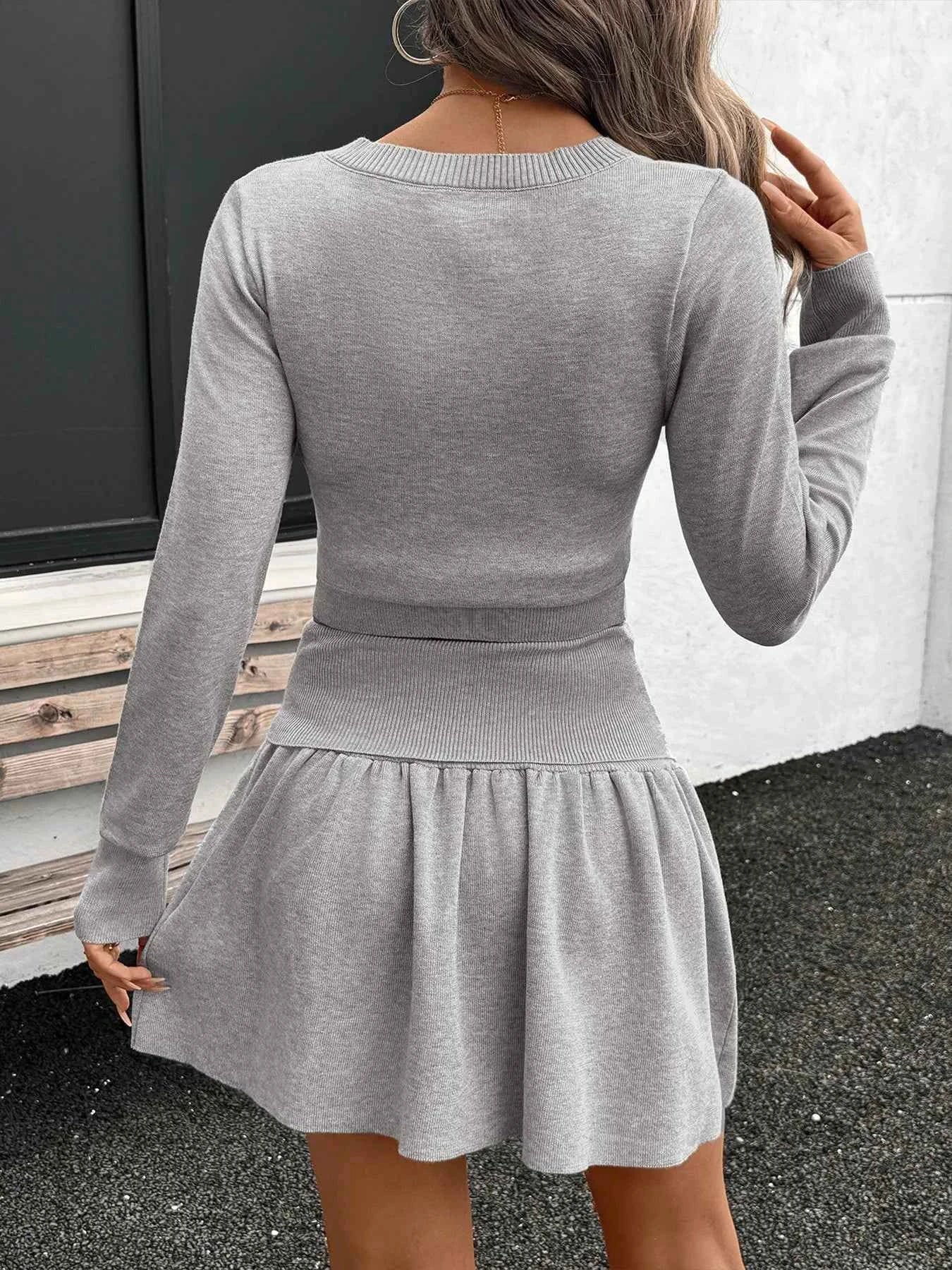 Ribbed Knit Top and Skirt Set for Chic Everyday Style - Nico`s Store