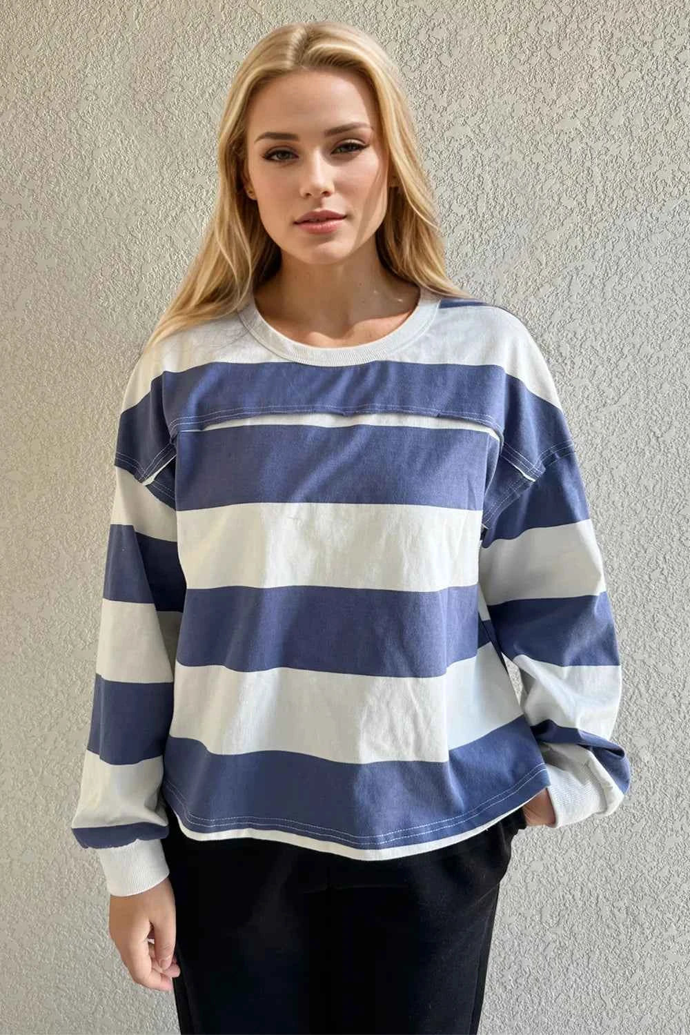 Pima Cotton Long Sleeve T-Shirt with Exposed Seam - Nico`s Store