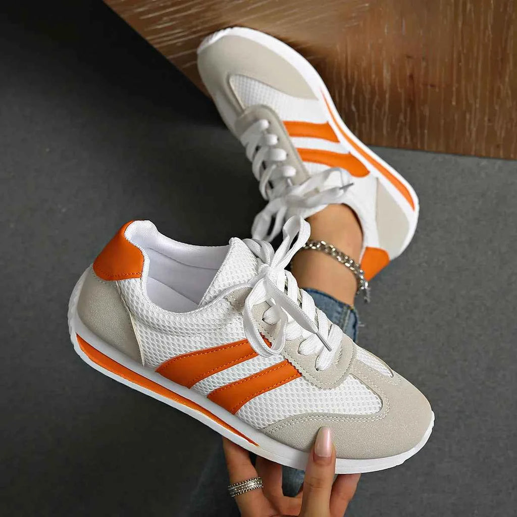 Striped Mesh Lace Up Sneakers Nico's store - Nico`s Store